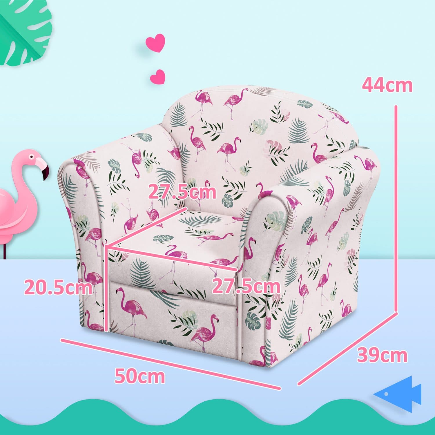 Flamingo Kids Armchair With Tropical Print Upholstery - image 5