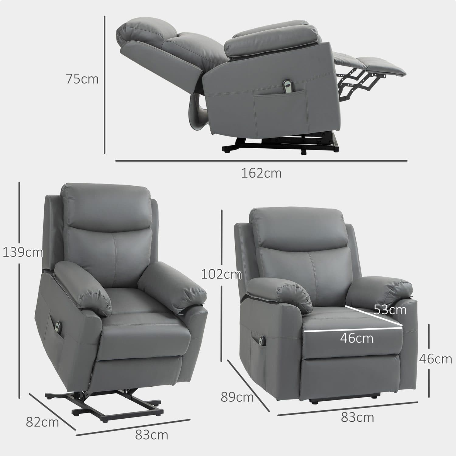 Charcoal Grey Electric Riser Recliner - image 4