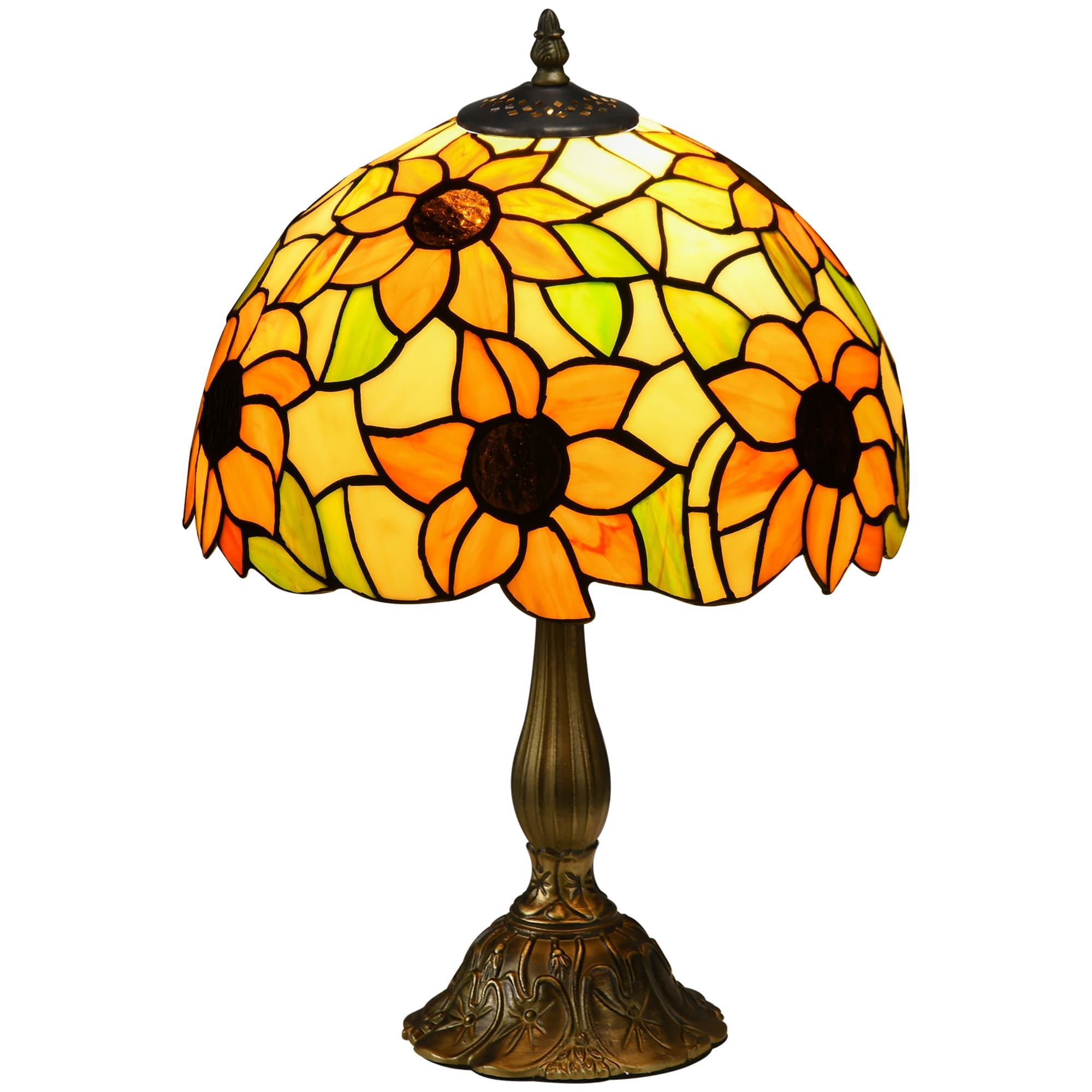 Handmade Sunflower Stained Glass Lamp for Bedside Tables