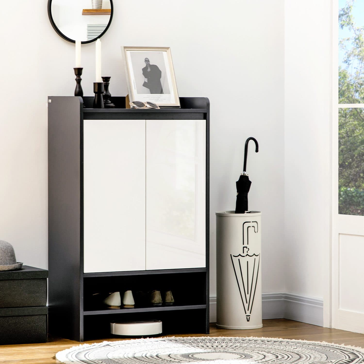 Modern Grey & White Shoe Cabinet for Clutter-Free Hallways - image 2