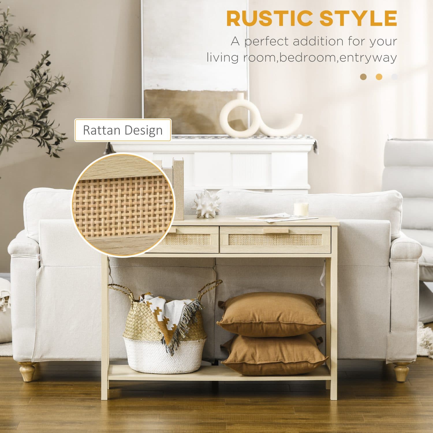 Natural Rattan Console Table - image 1