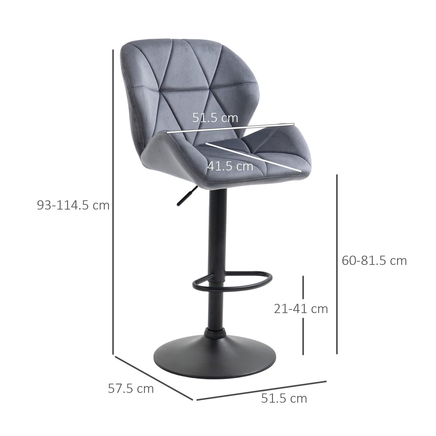 Dark Grey Velvet Adjustable Bar Stools - image 3