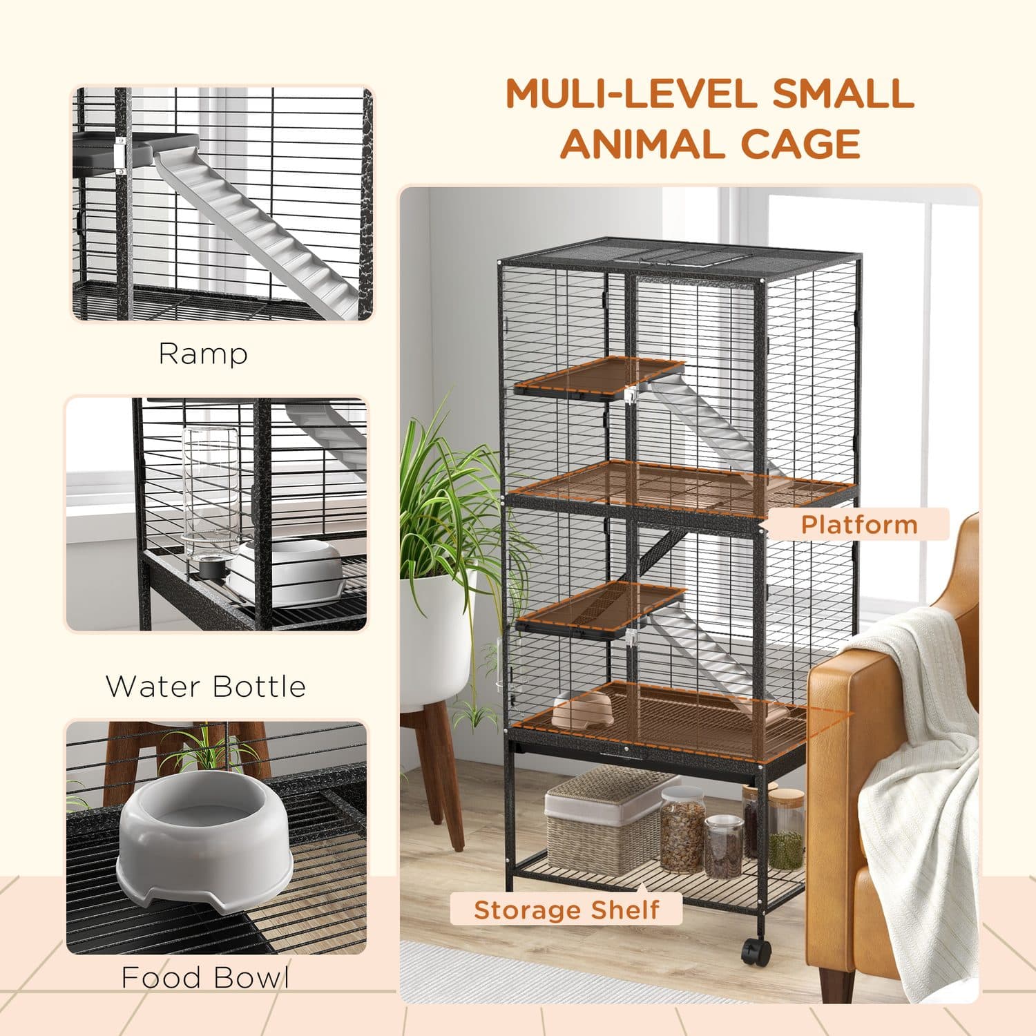 Rolling Four-Tier Cage for Chinchillas and Ferrets - image 1