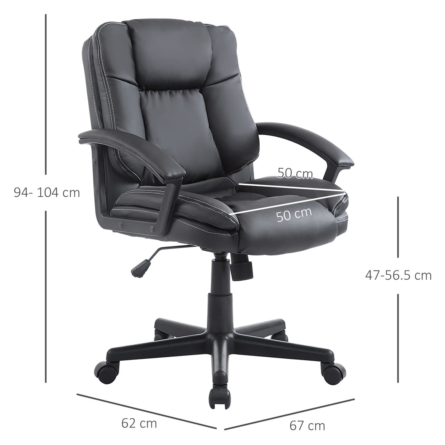 Black PU Leather Desk Chair - image 2
