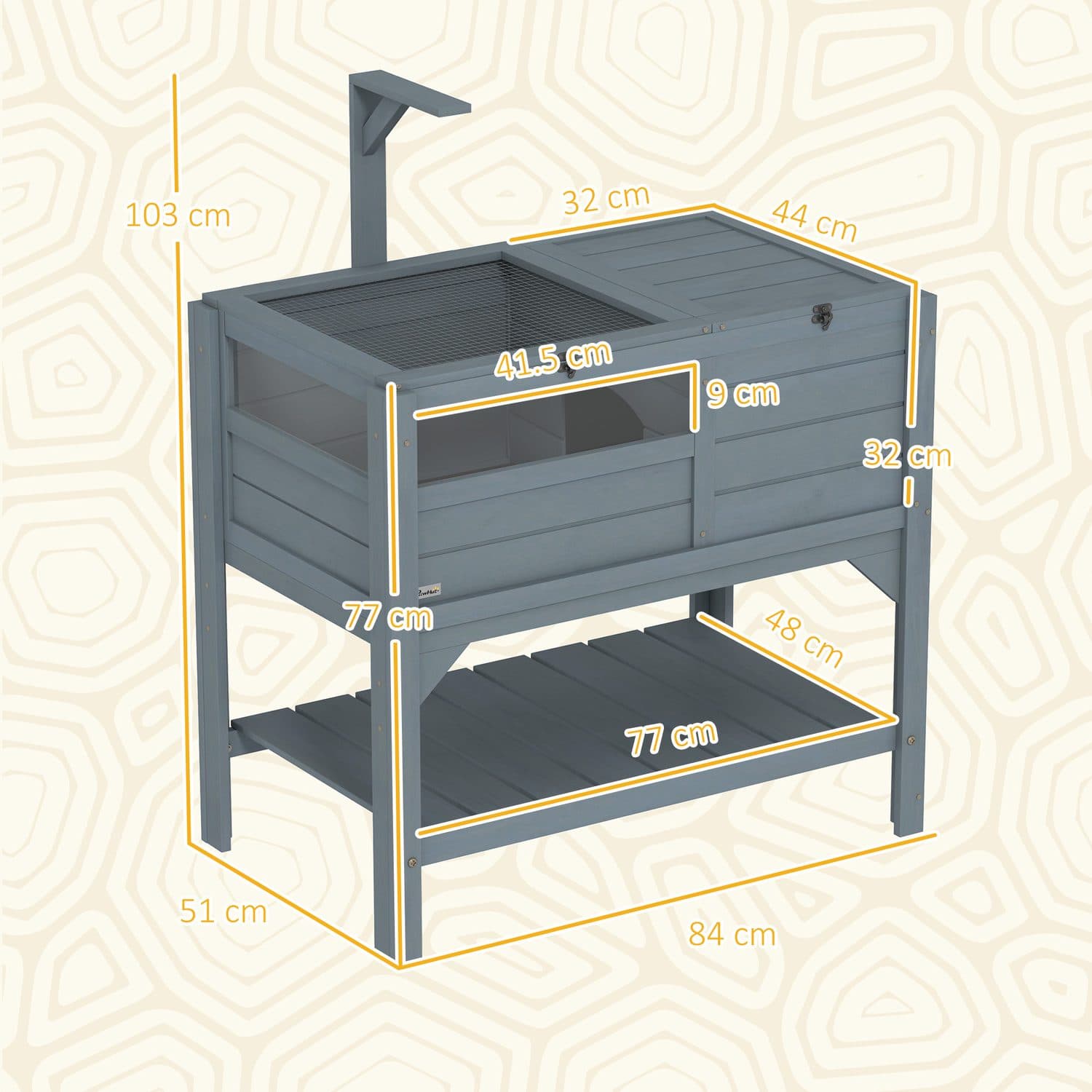 PawHut Wooden Tortoise House with Basking Area - image 2