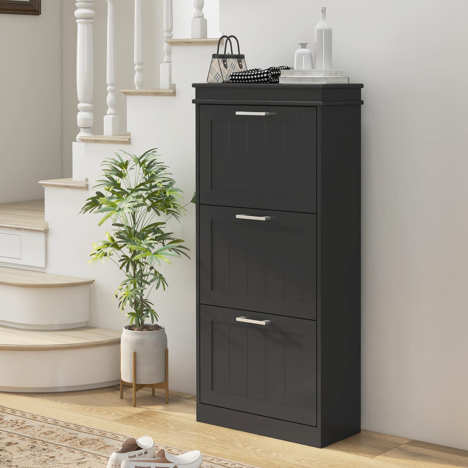Slimline Black Shoe Cabinet - image 2