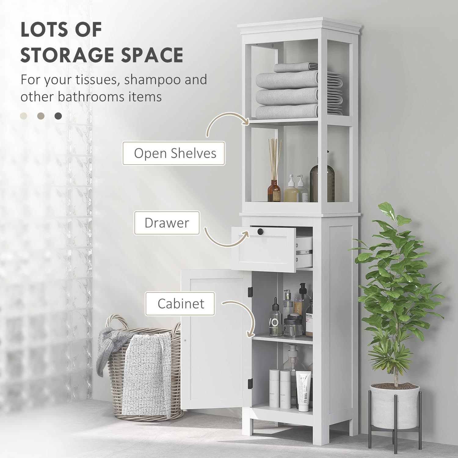 Tall Slim White Bathroom Cabinet - image 1