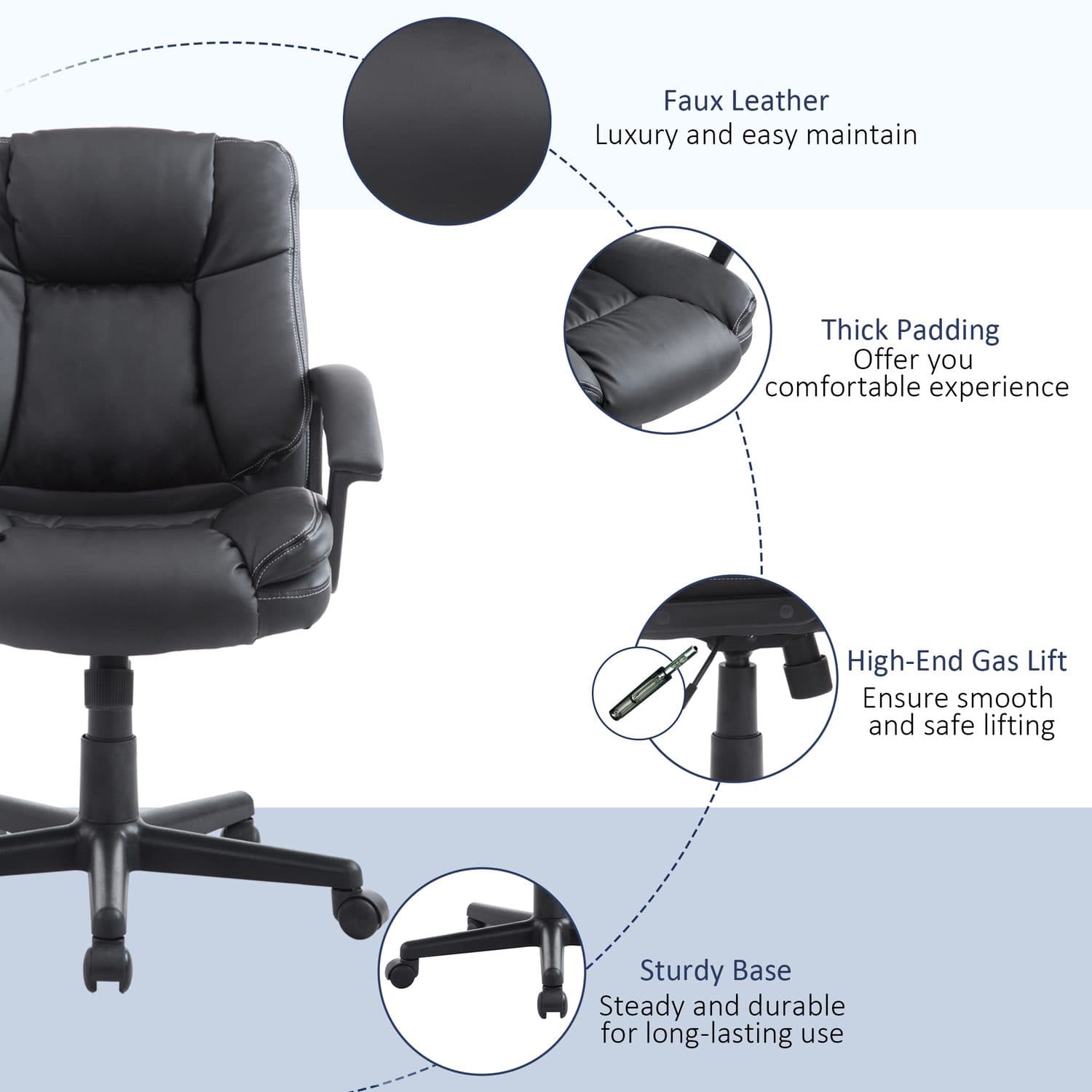 Black PU Leather Desk Chair - image 4