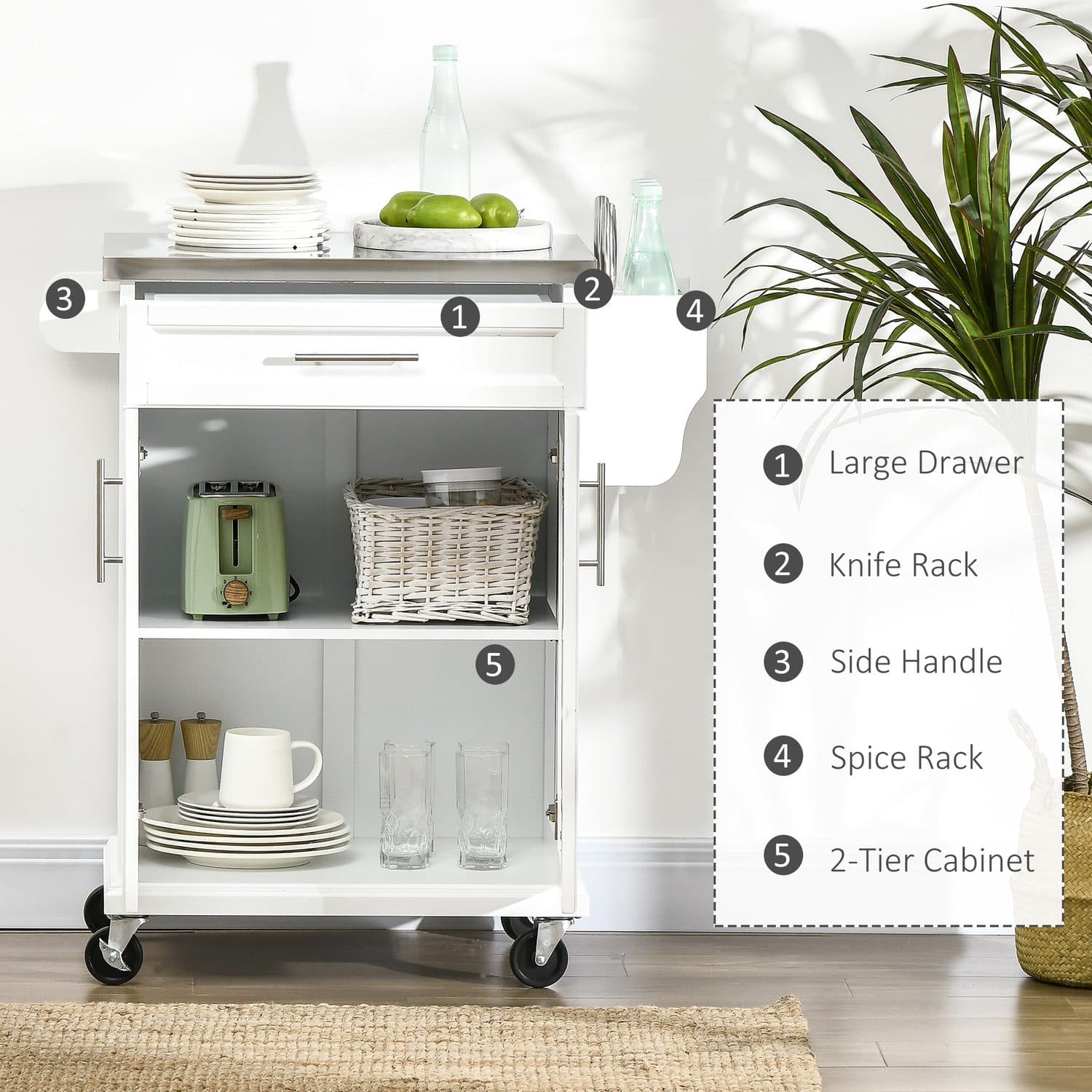 White Mobile Kitchen Island - image 4