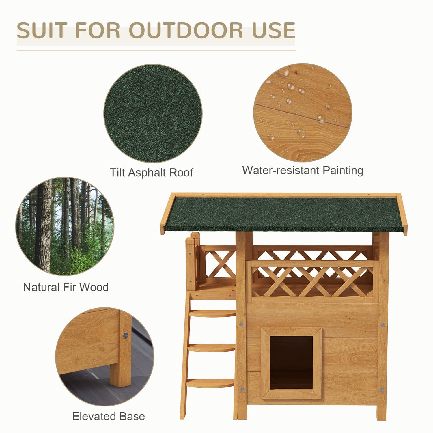 Outdoor Cat House with Balcony and Stairs - image 5