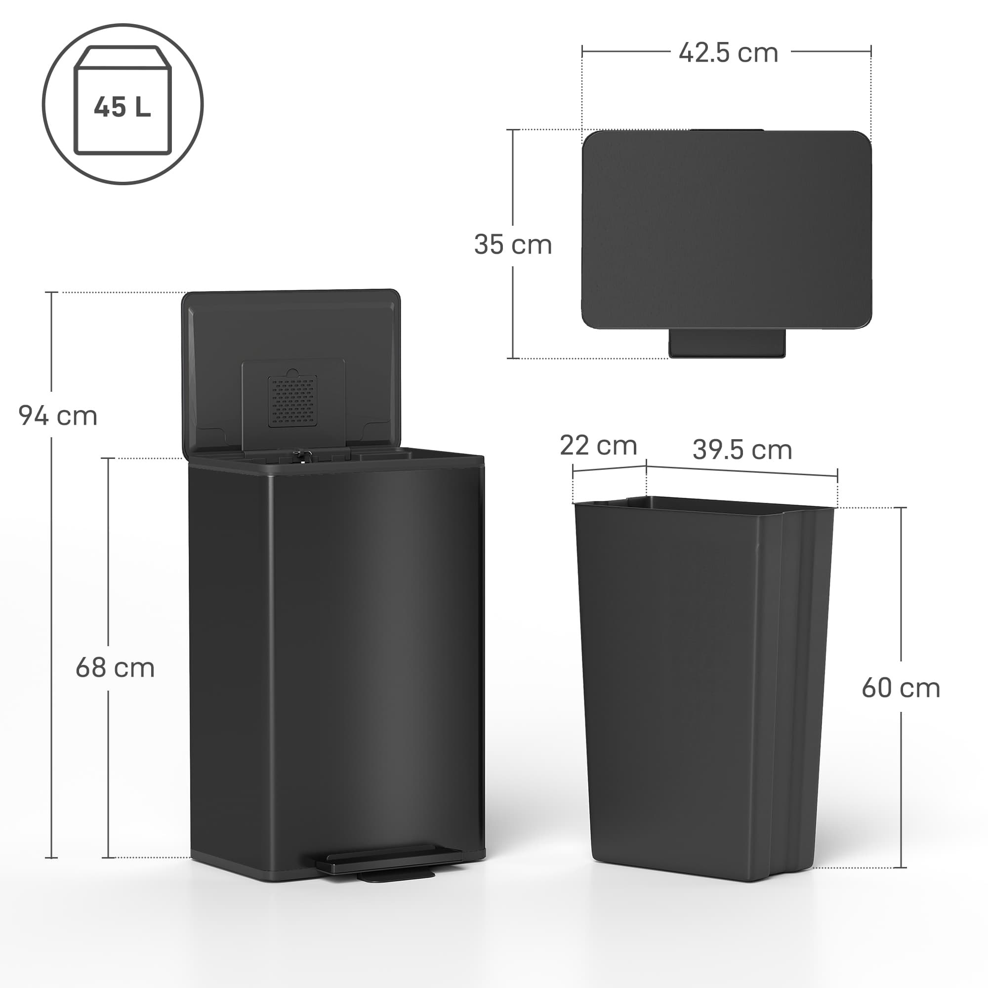 Keep Your Kitchen Tidy with a 45L Soft-Close Pedal Bin - image 3