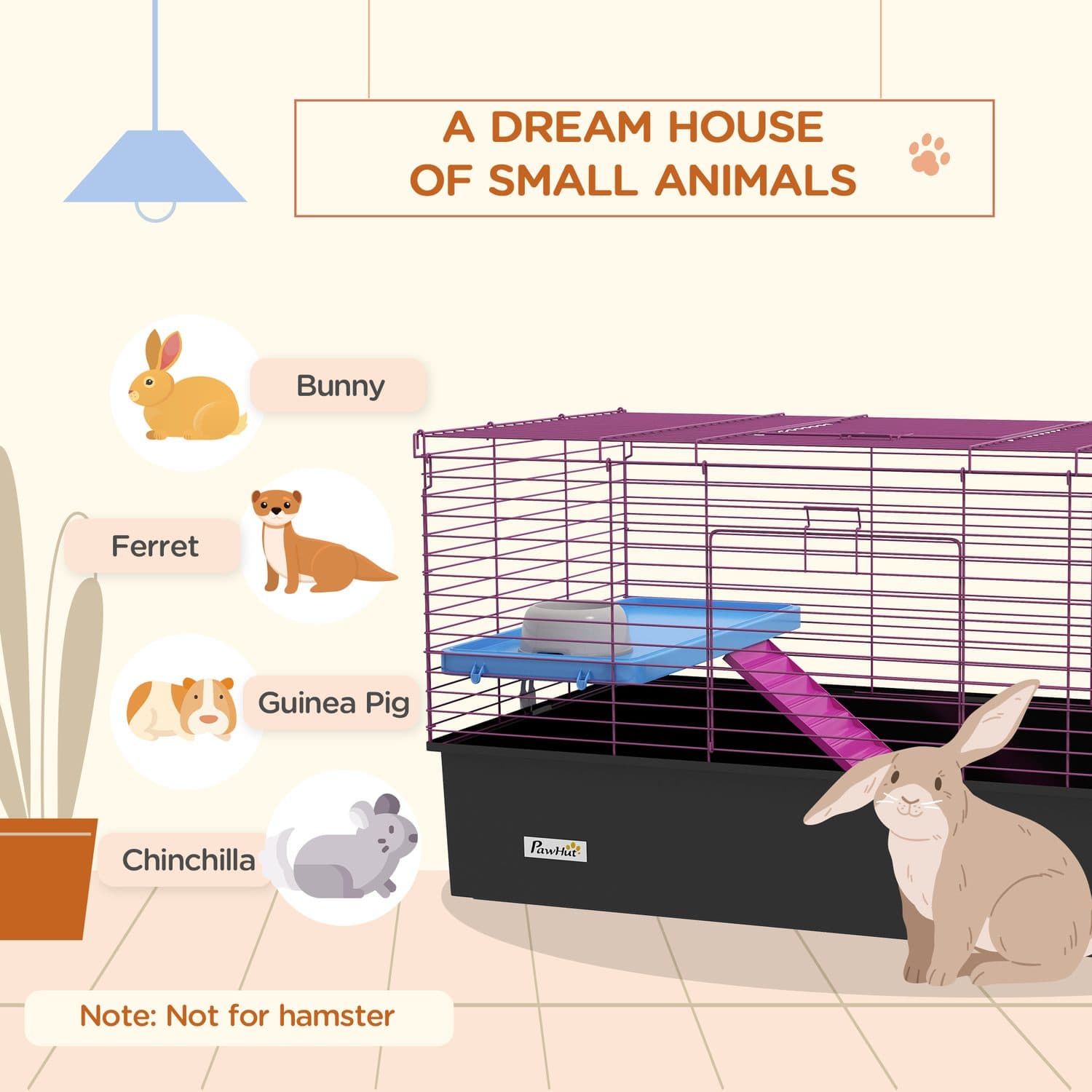 Wire Cage for Small Animals with Platform & Hay Feeder - image 3
