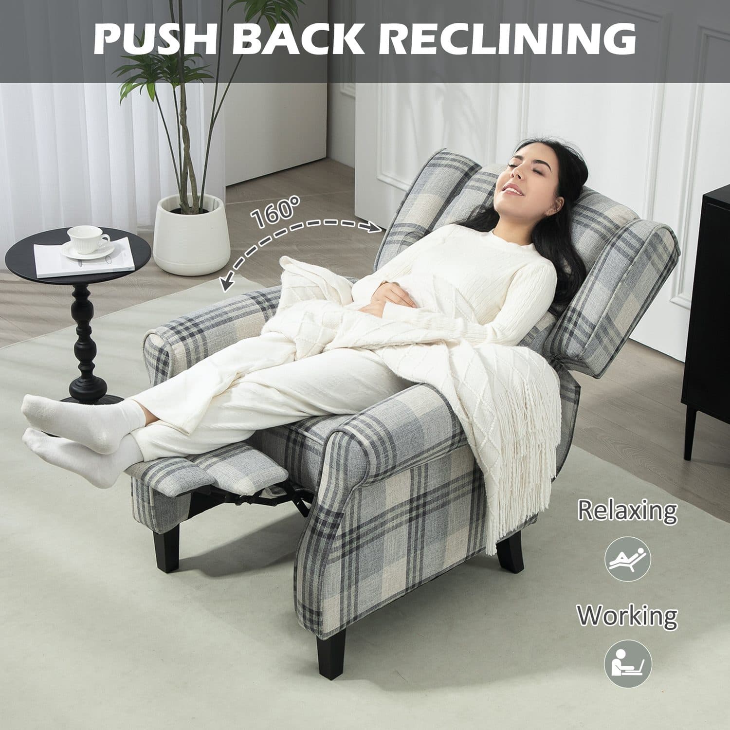 Grey 160° Reclining Armchair with Footrest - image 4