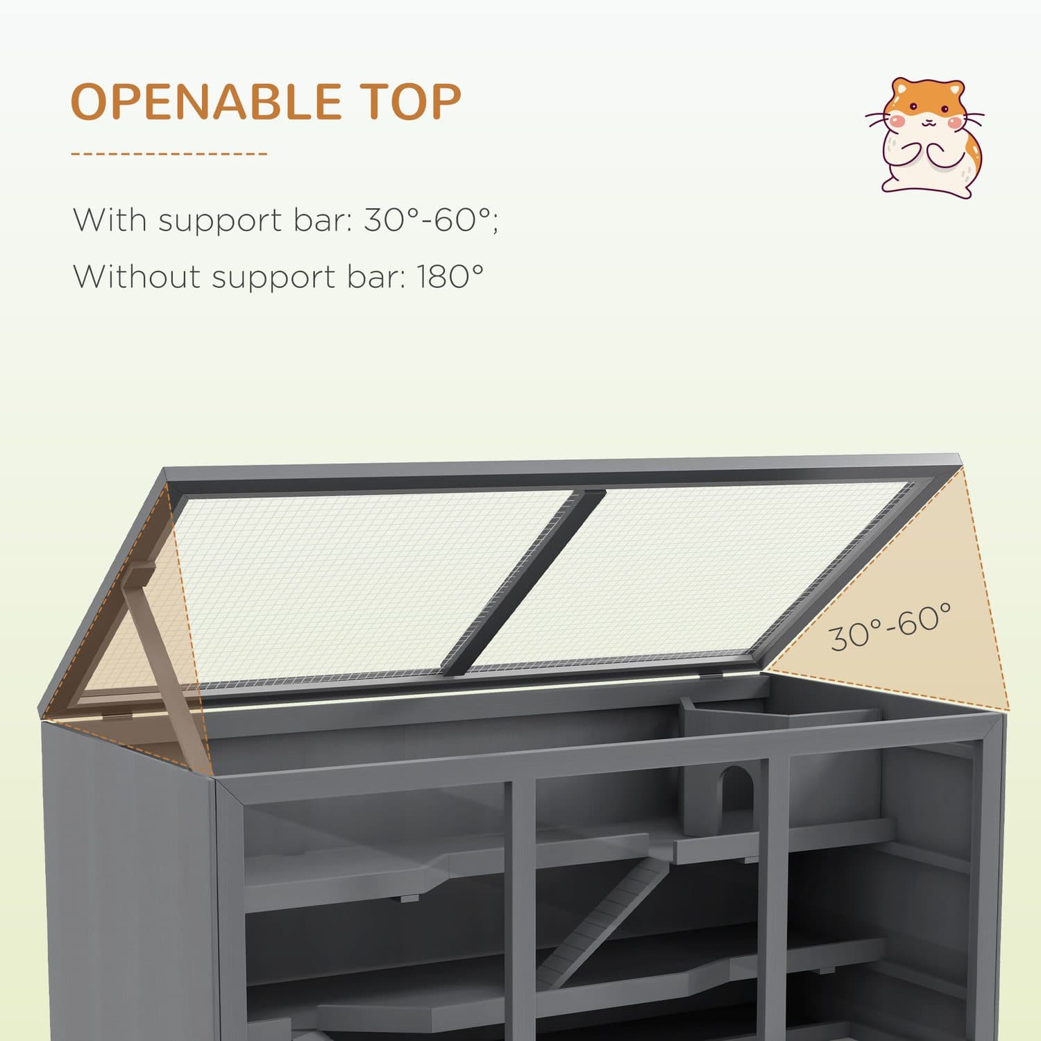 PawHut Hamster Cage with Adjustable Hinged Roof - image 2