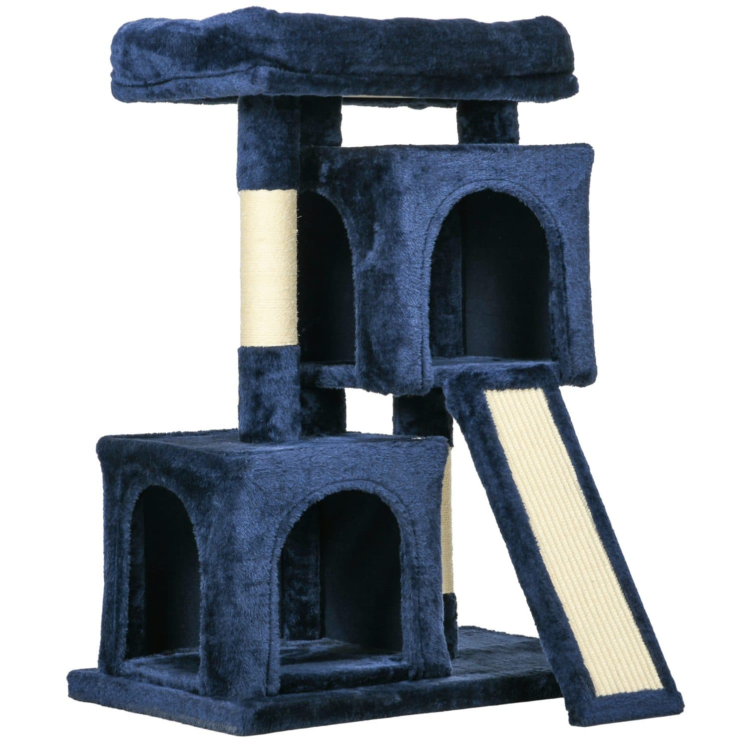 PawHut Sisal Cat Activity Tree, Navy Blue