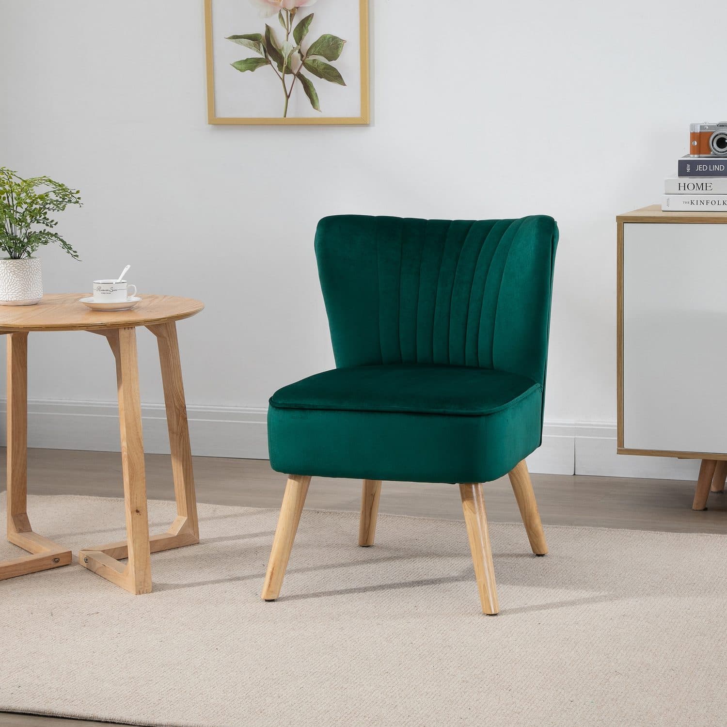 Green Velvet Accent Chair - image 1
