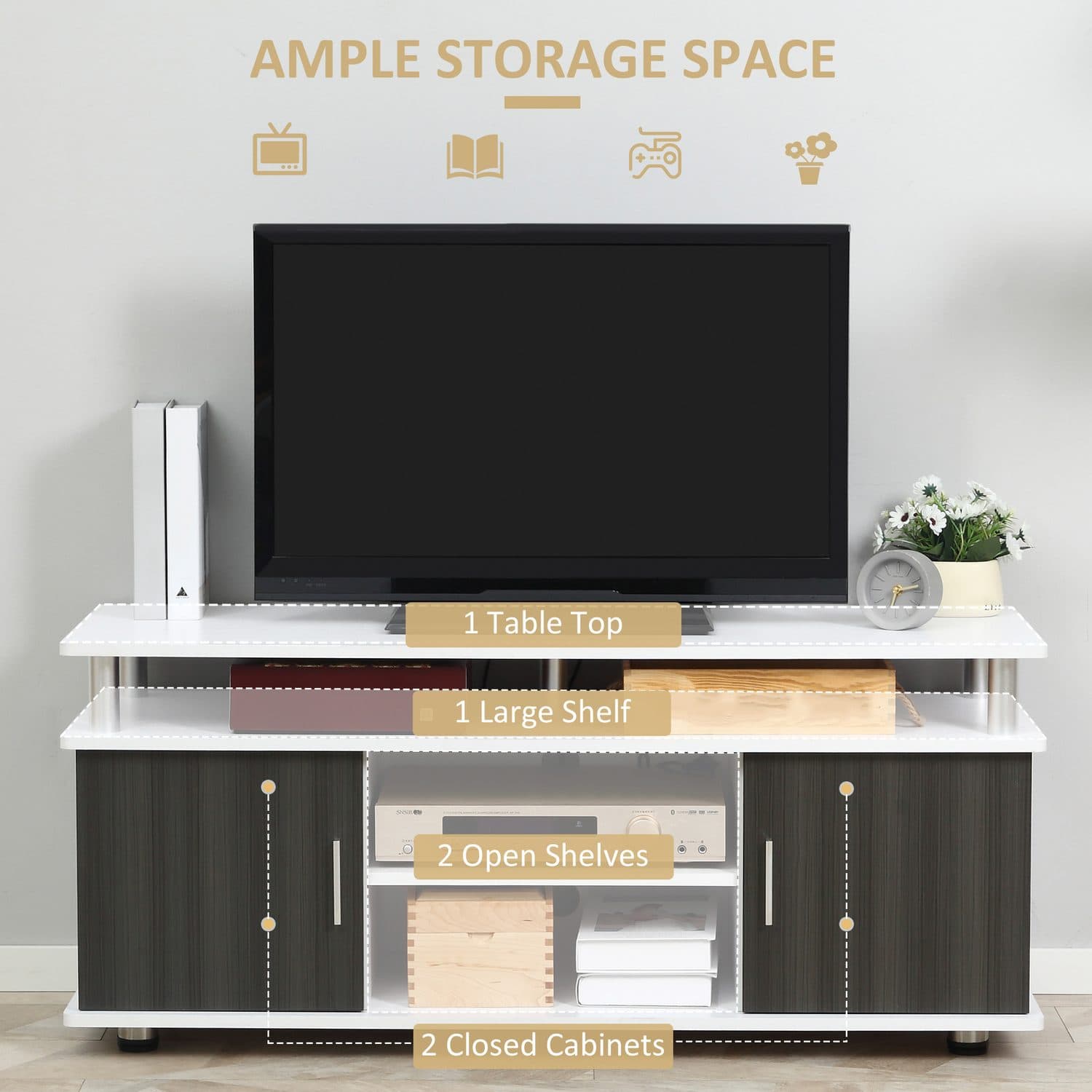 Grey & White TV Unit - image 2