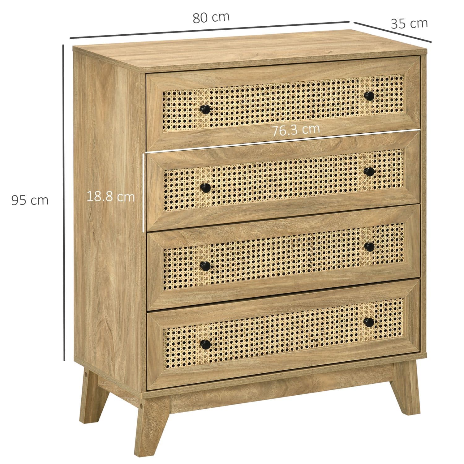 Natural Rattan 4-Drawer Cabinet - image 5