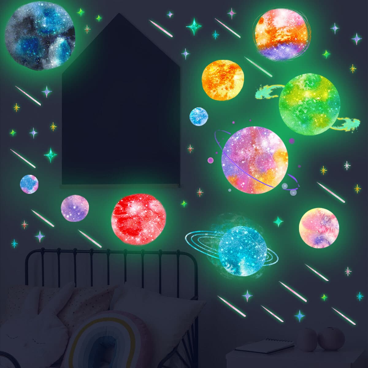 Glow in the Dark Planet and Star Wall Stickers - image 9