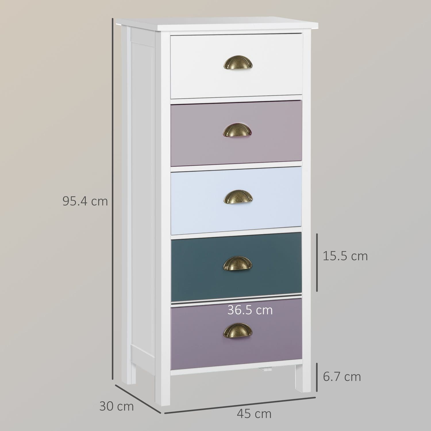 Slim 5-Drawer Blue Tallboy Chest - image 4