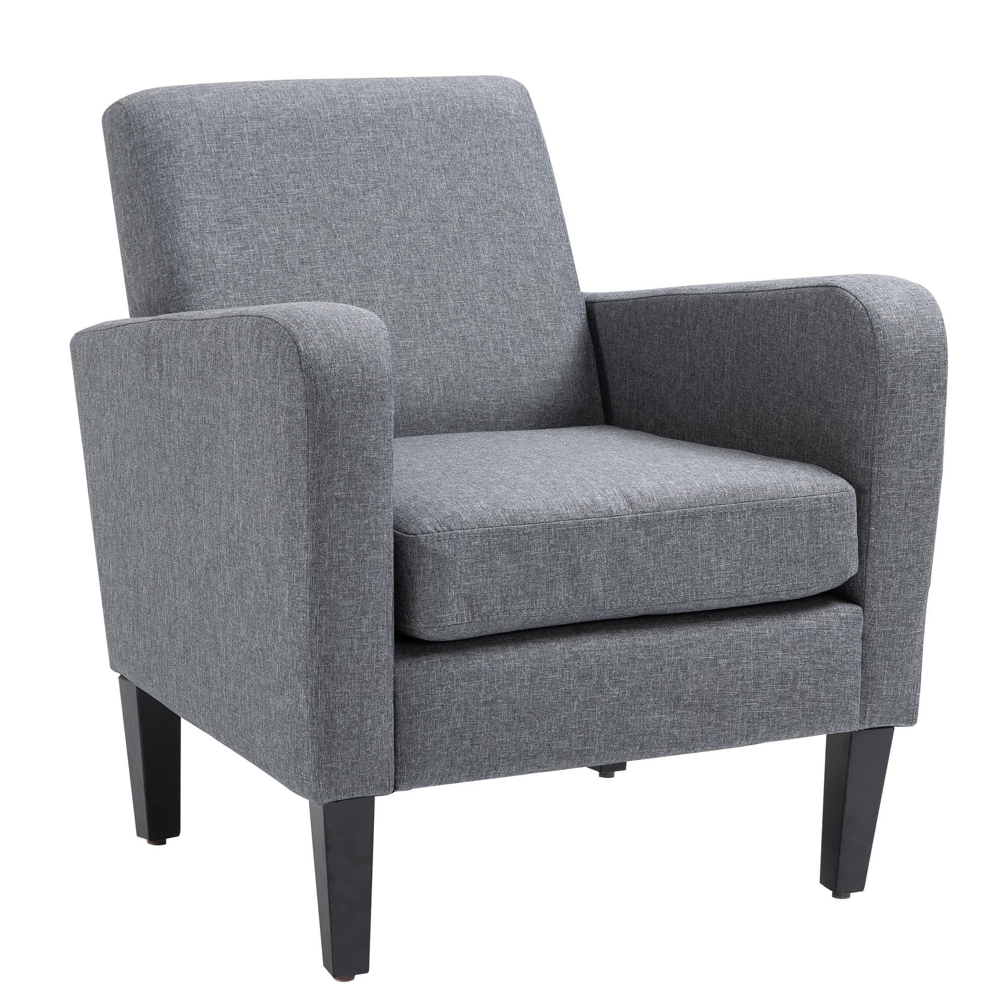 Modern Grey Linen-Feel Accent Chair