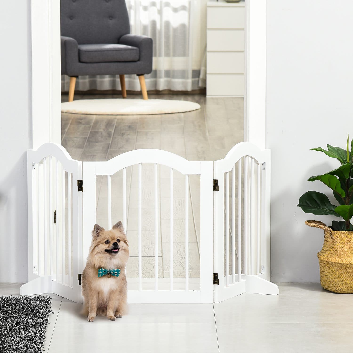 PawHut Freestanding Wooden Gate - image 5