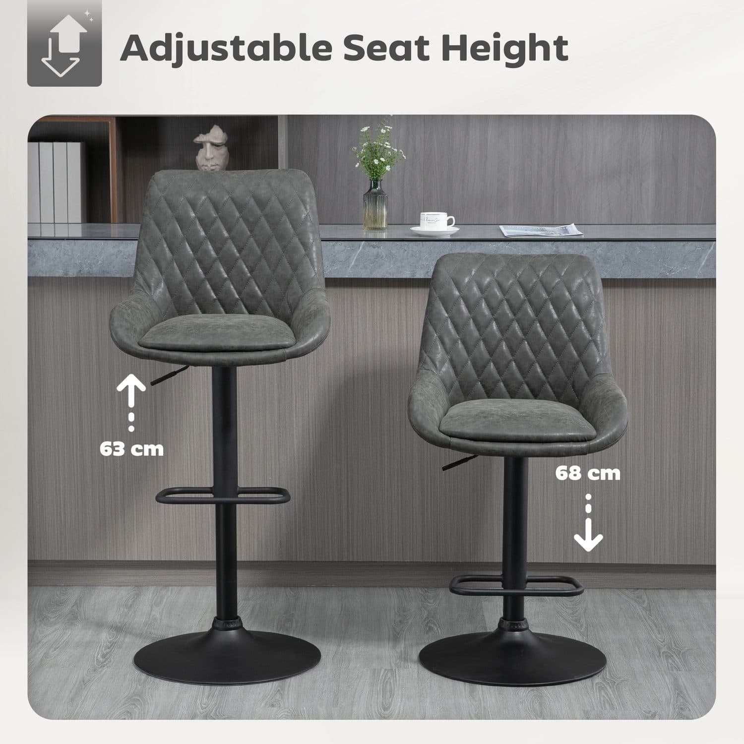 Dark Grey Retro Bar Stools - image 4