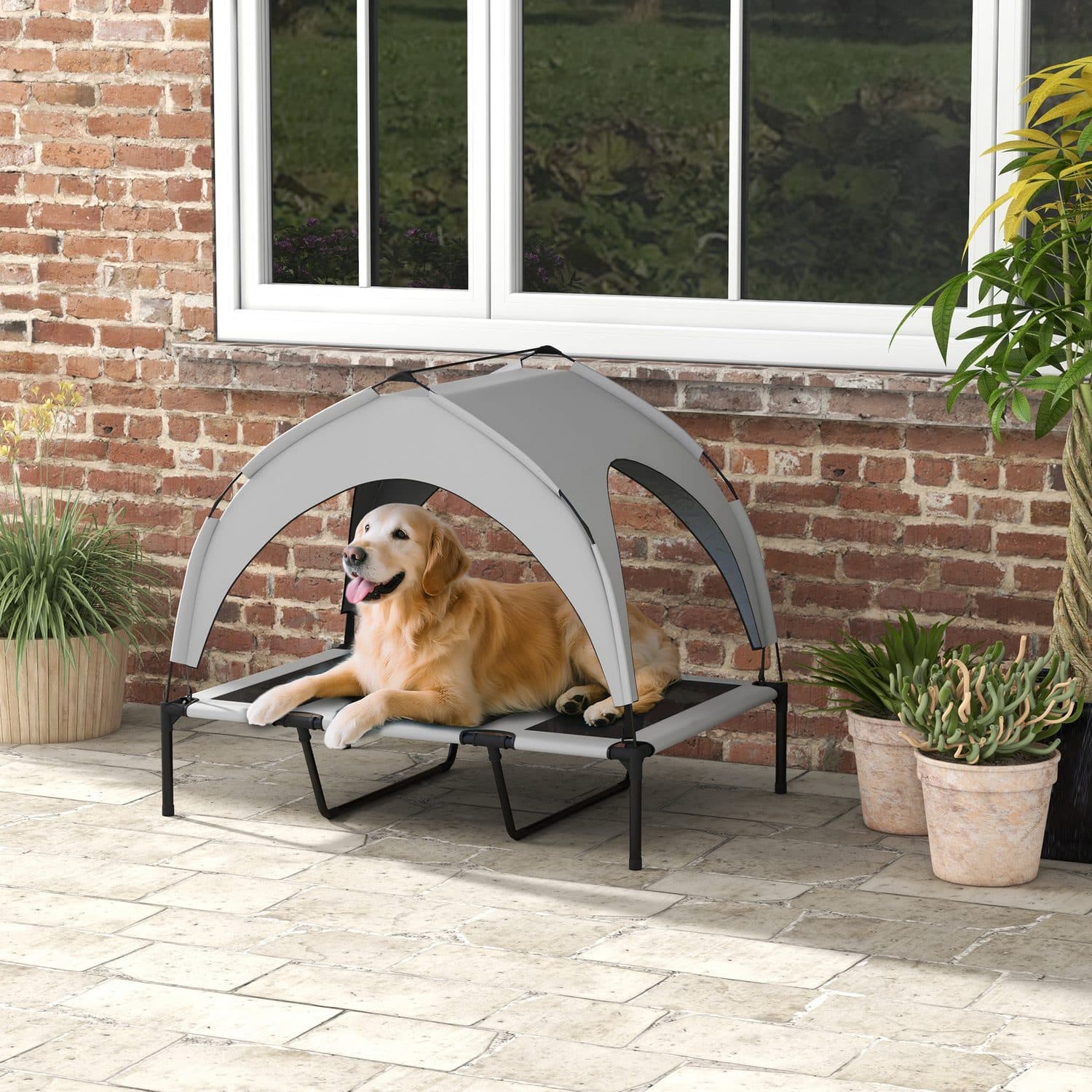 Elevated Dog Bed With Arch Canopy and Breathable Mesh for Large Dogs - image 4