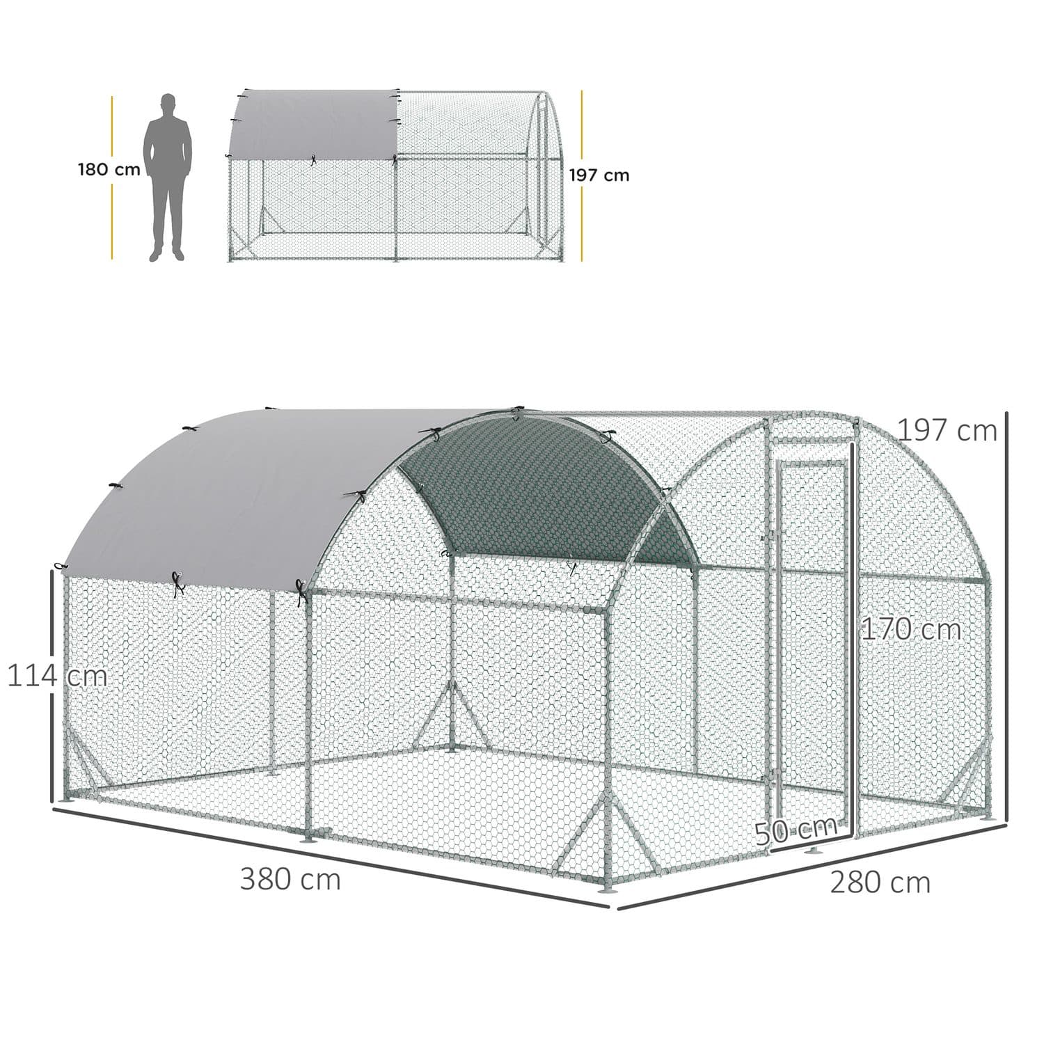 PawHut Walk-In Chicken Run, 2.8 x 3.8 x 2m - image 1