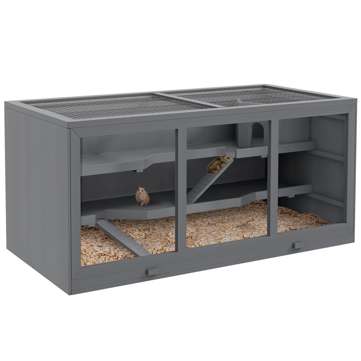 PawHut Hamster Cage with Adjustable Hinged Roof