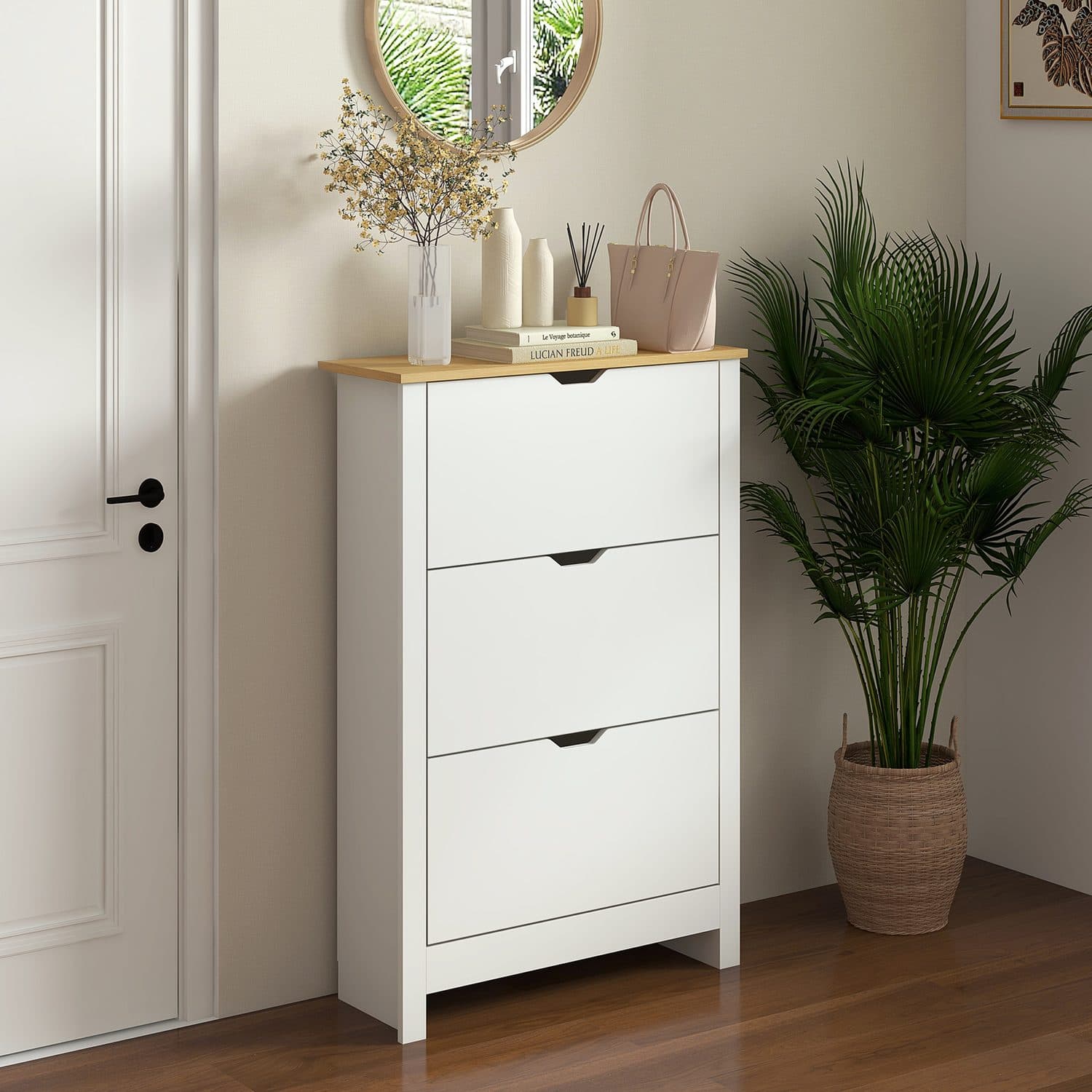 Slim White 3-Drawer Shoe Cabinet - image 2