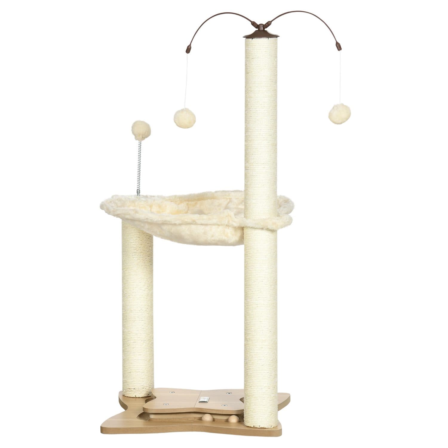 Beige Cat Tree with Cosy Hammock and Play Balls