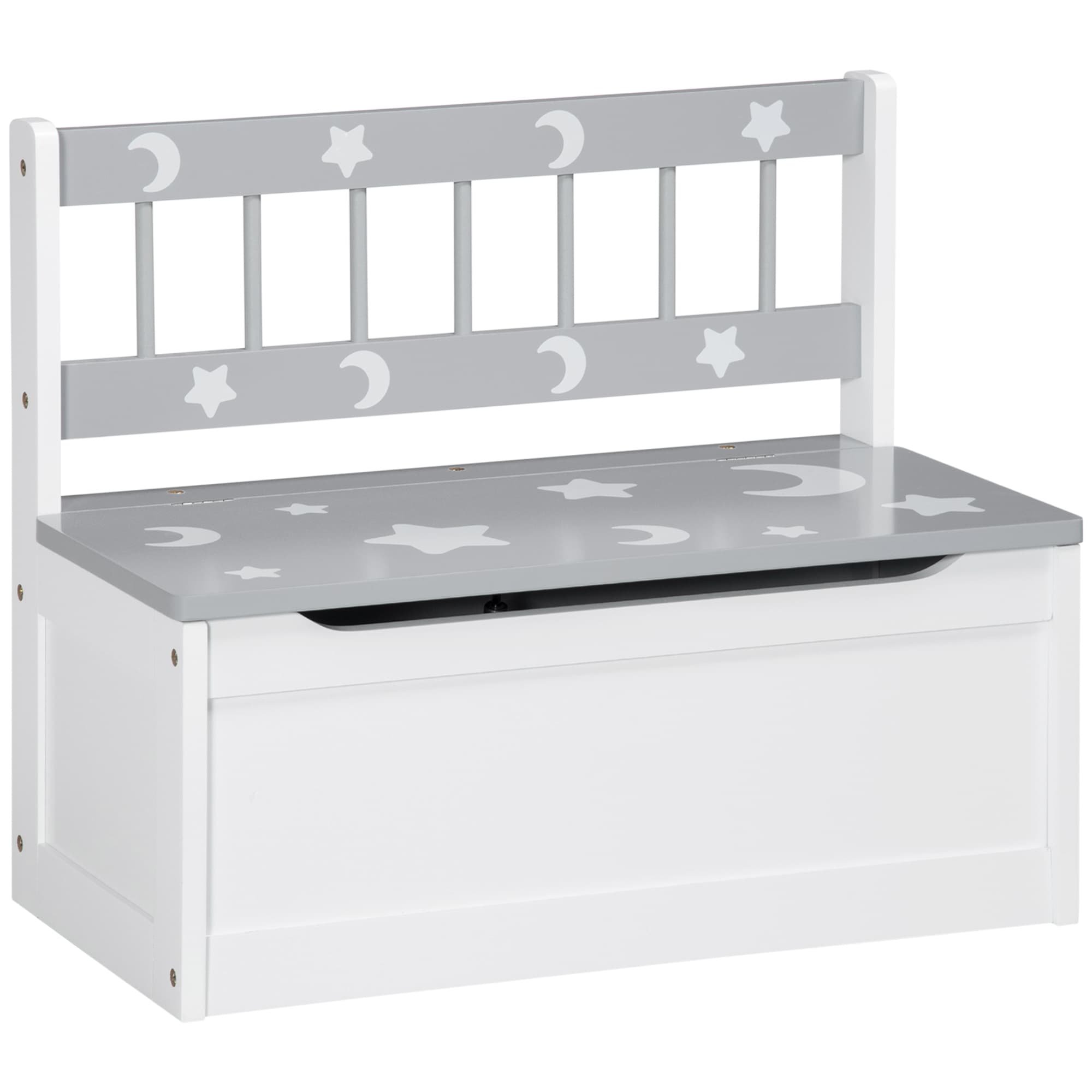 Kids storage bench with toy box and backrest