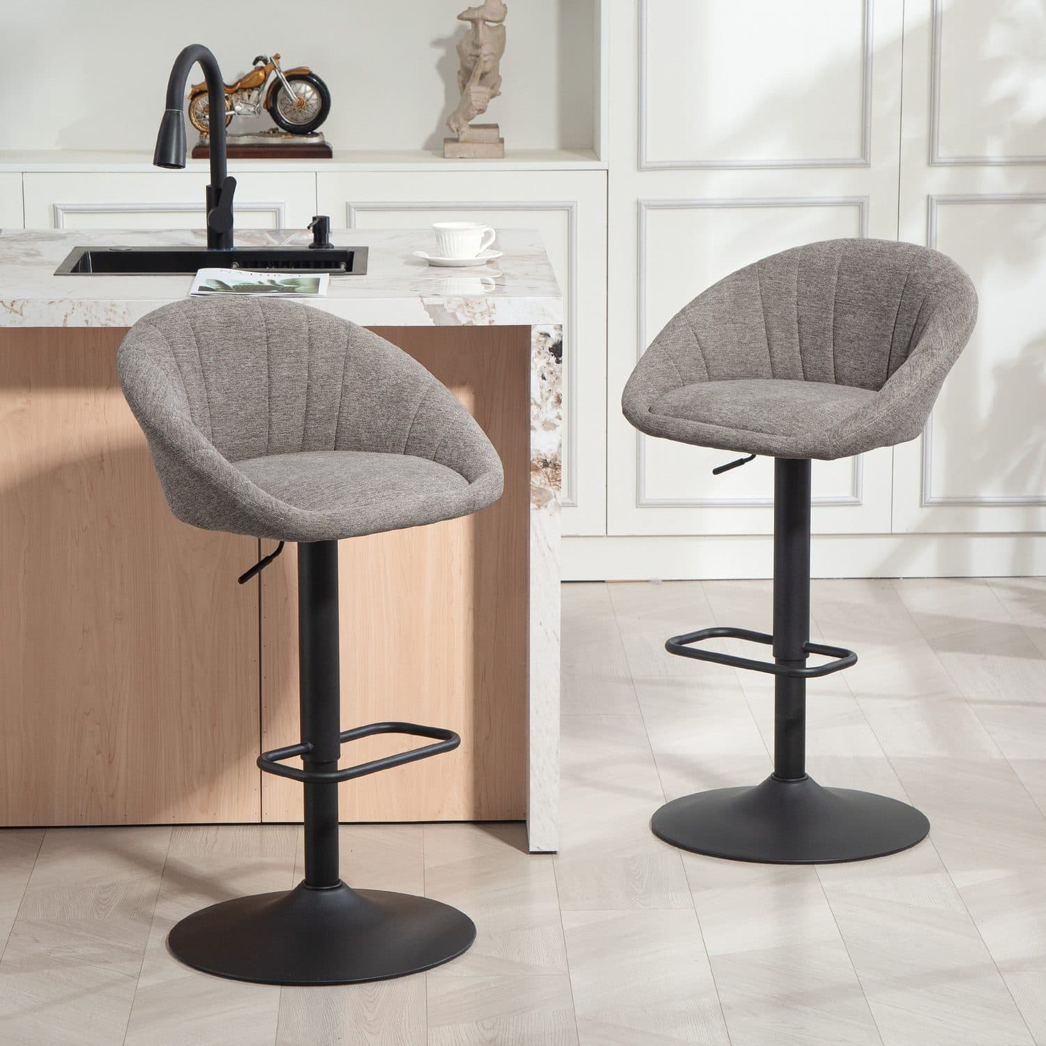 Set of 2 Grey Tub Bar Stools for Effortless Kitchen Comfort - image 4