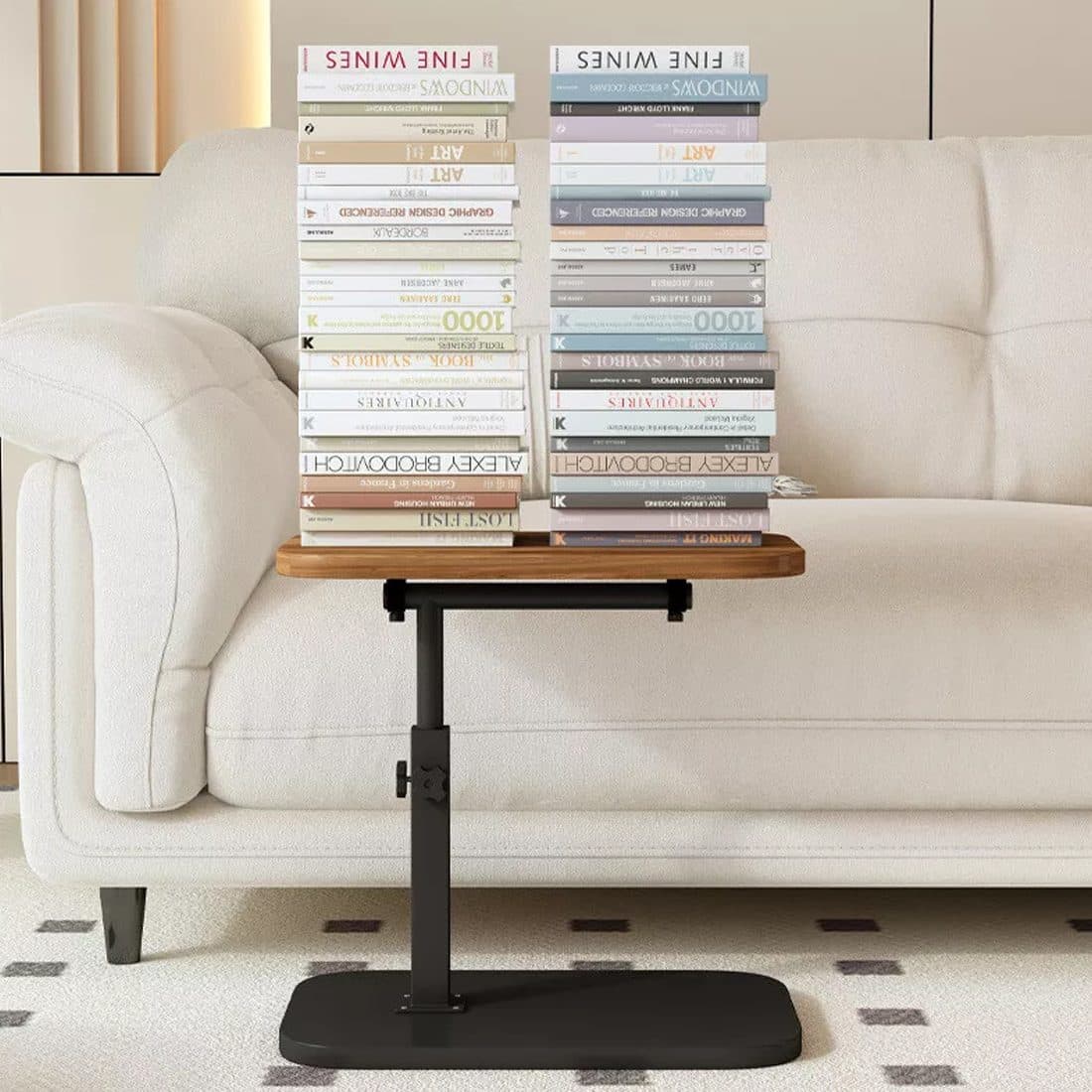 Adjustable Walnut C-Shaped Table for Sofa and Bed - image 9