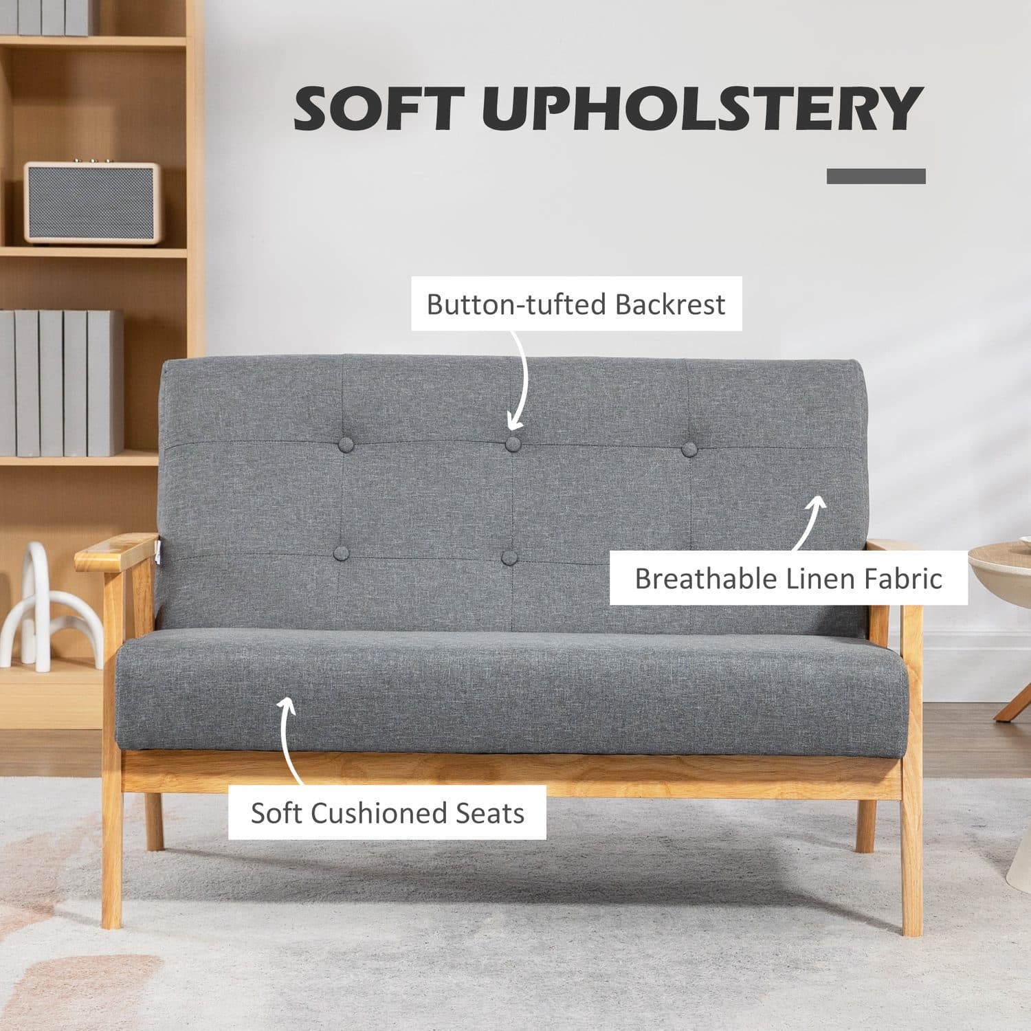 Retro Dark Grey 2 Seater Sofa - image 3