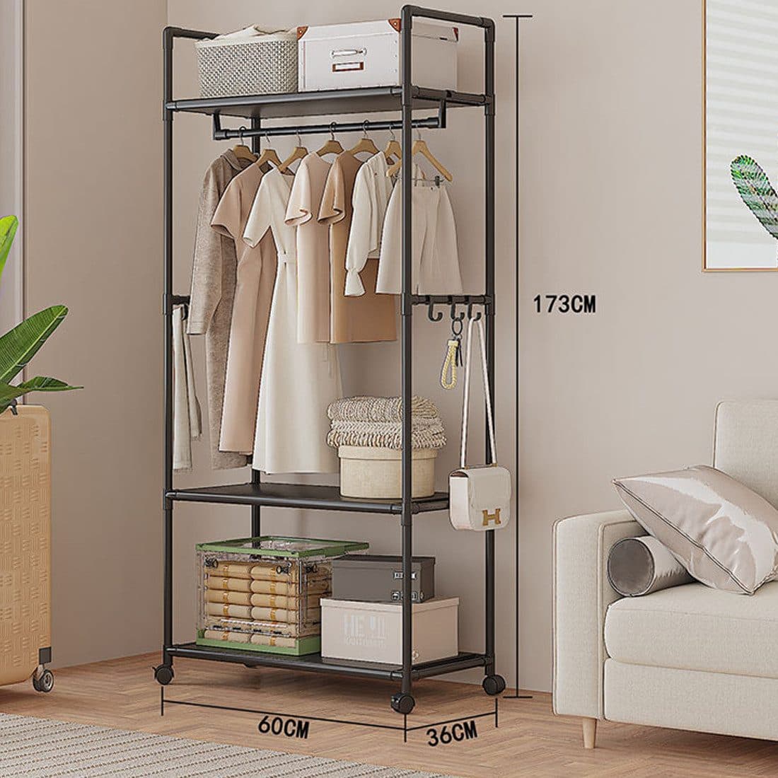 A Freestanding Clothes Rail with Shelves That Moves Where You Need It - Default