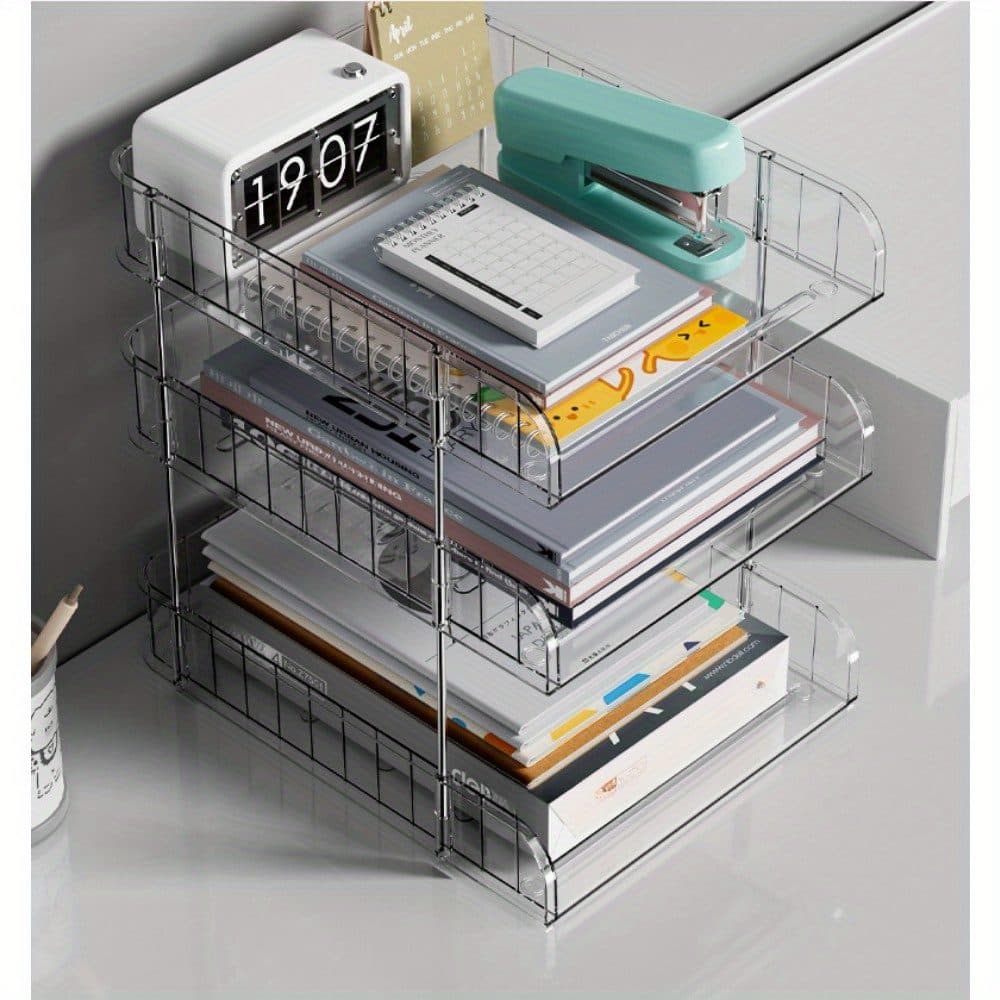 3-Tier Stackable Acrylic Desktop Organiser for A4 & Stationery - image 2