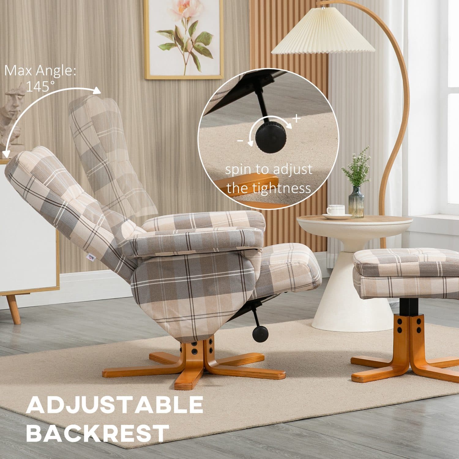 Swivel Recliner Chair & Storage Footstool - image 3