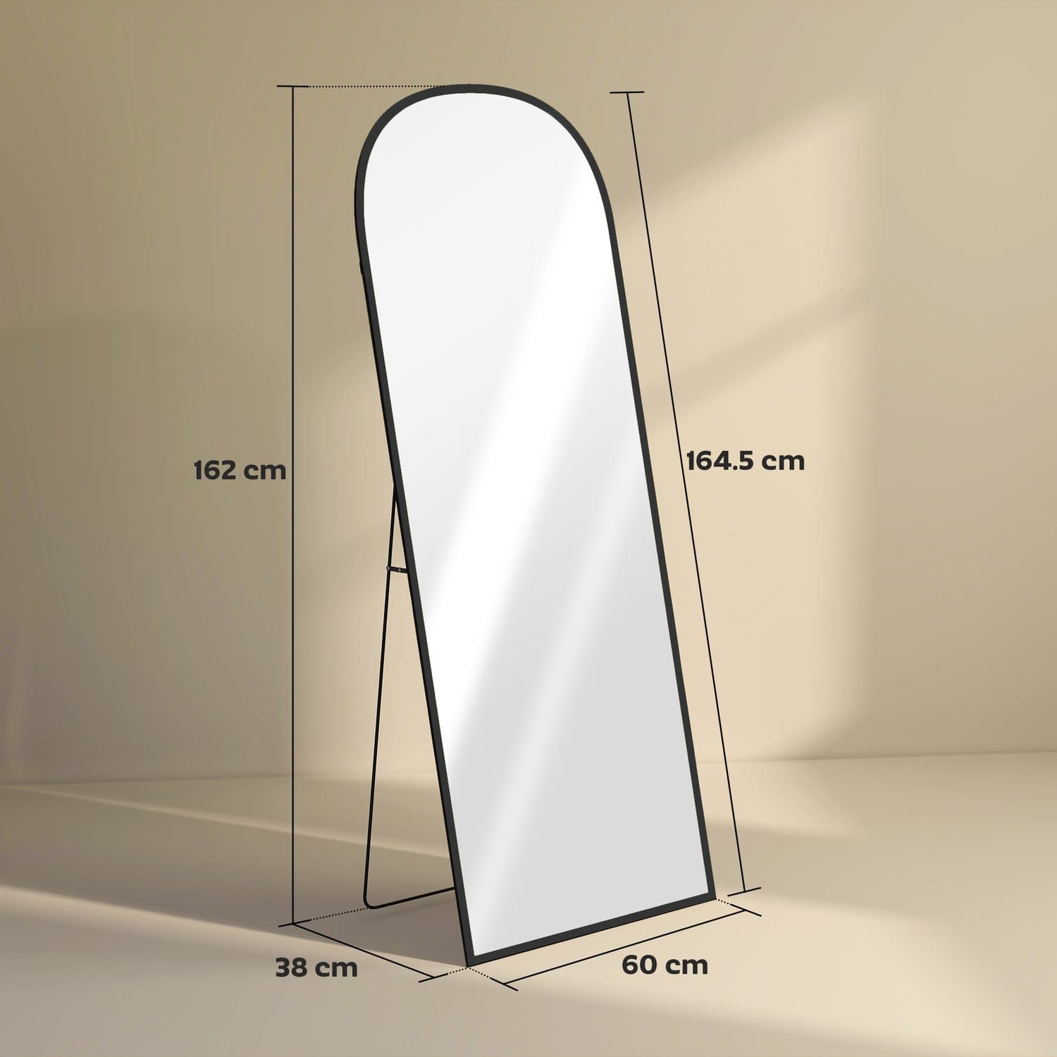 165cm Black Standing Mirror - image 4