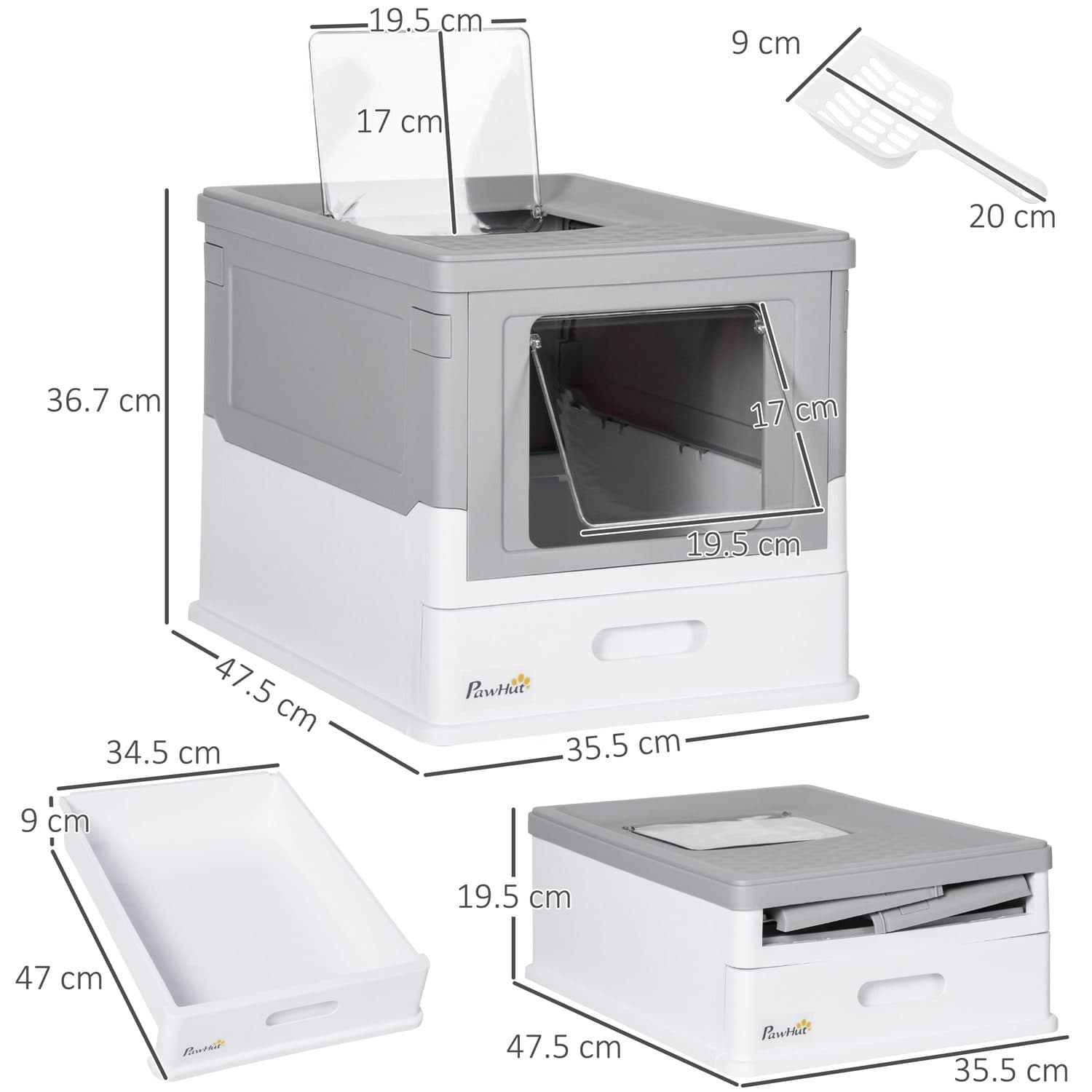 Hooded Cat Litter Box with Front Entry and Scoop - image 3