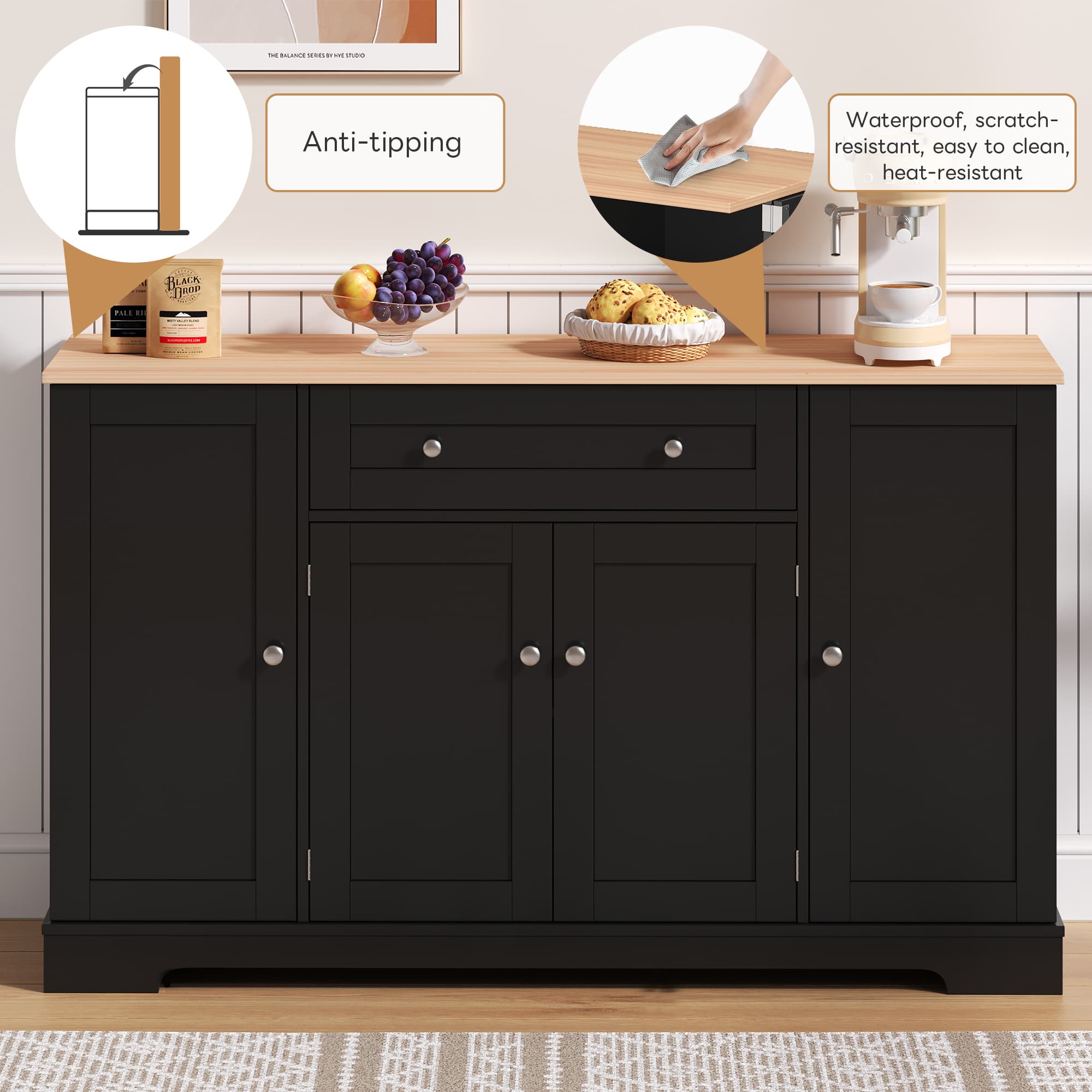 Modern Black Storage Sideboard - image 2