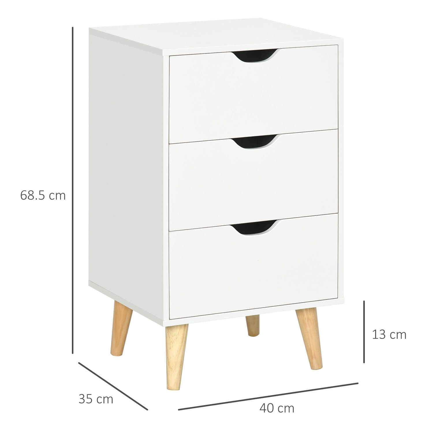White 3-Drawer Bedside Table - image 2
