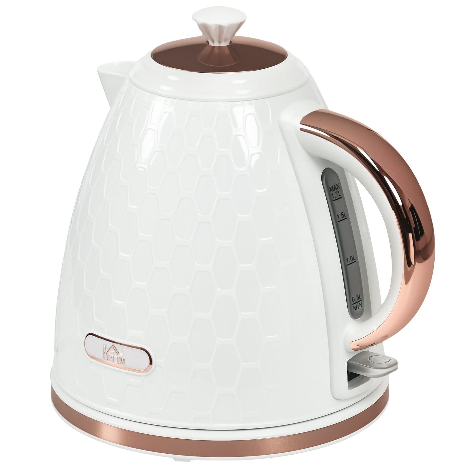 Cream Honeycomb Kettle with Rose Gold Details - Cream White