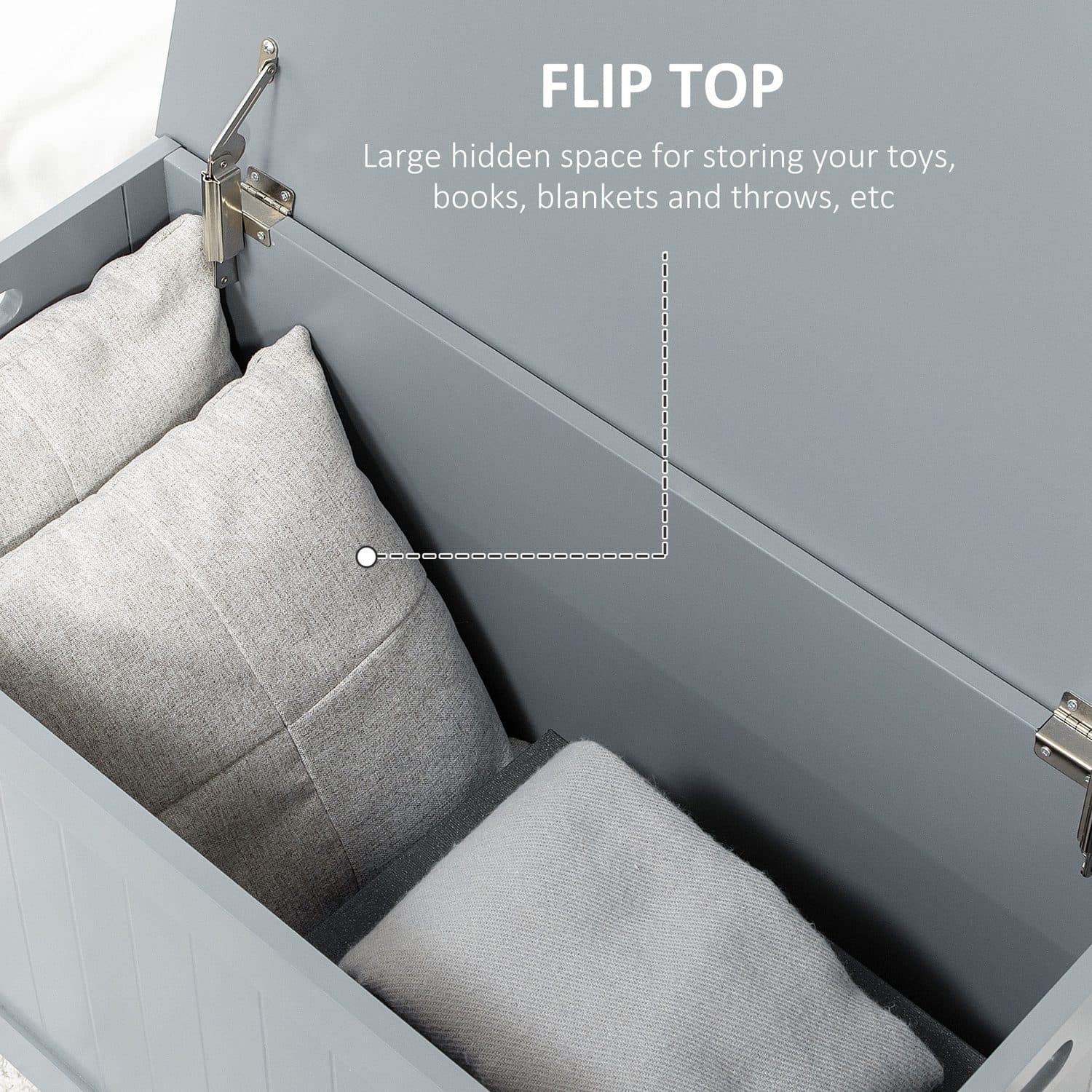 Grey Lidded Storage Chest with Safety Hinges and Carry Handles - image 3