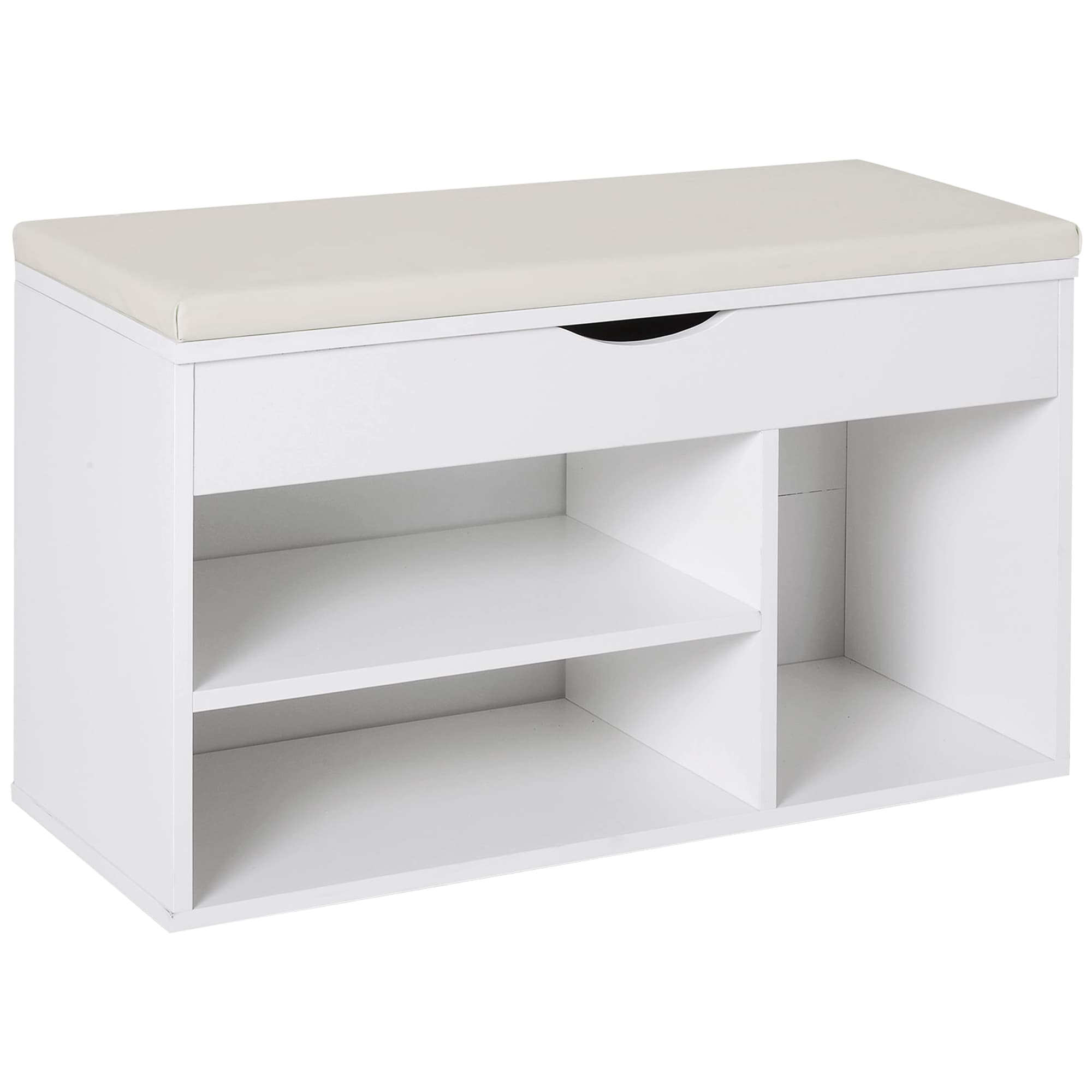 White Shoe Storage Bench for Tidy Hallways - White