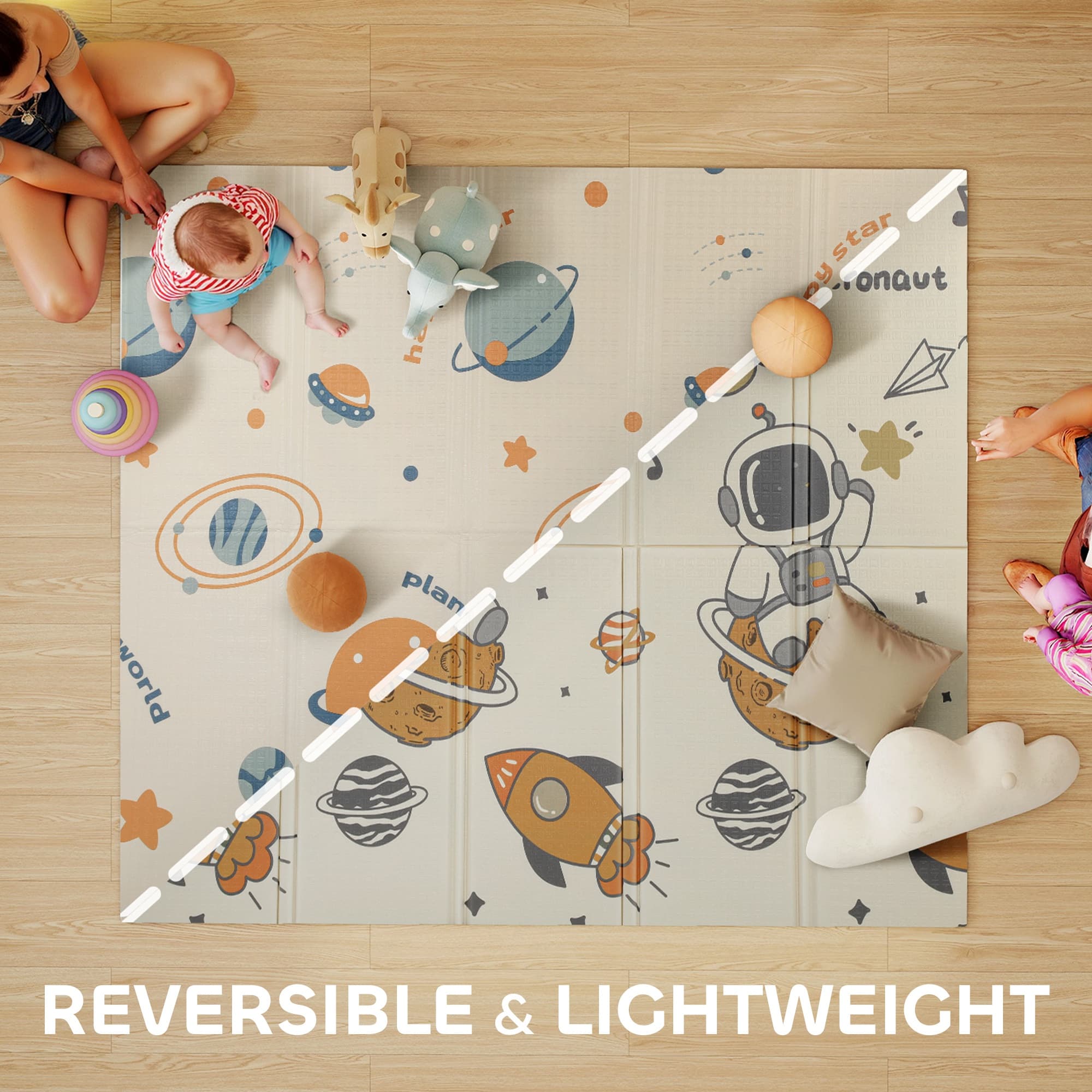 Reversible Foldable Baby Play Mat with Space Print - image 3