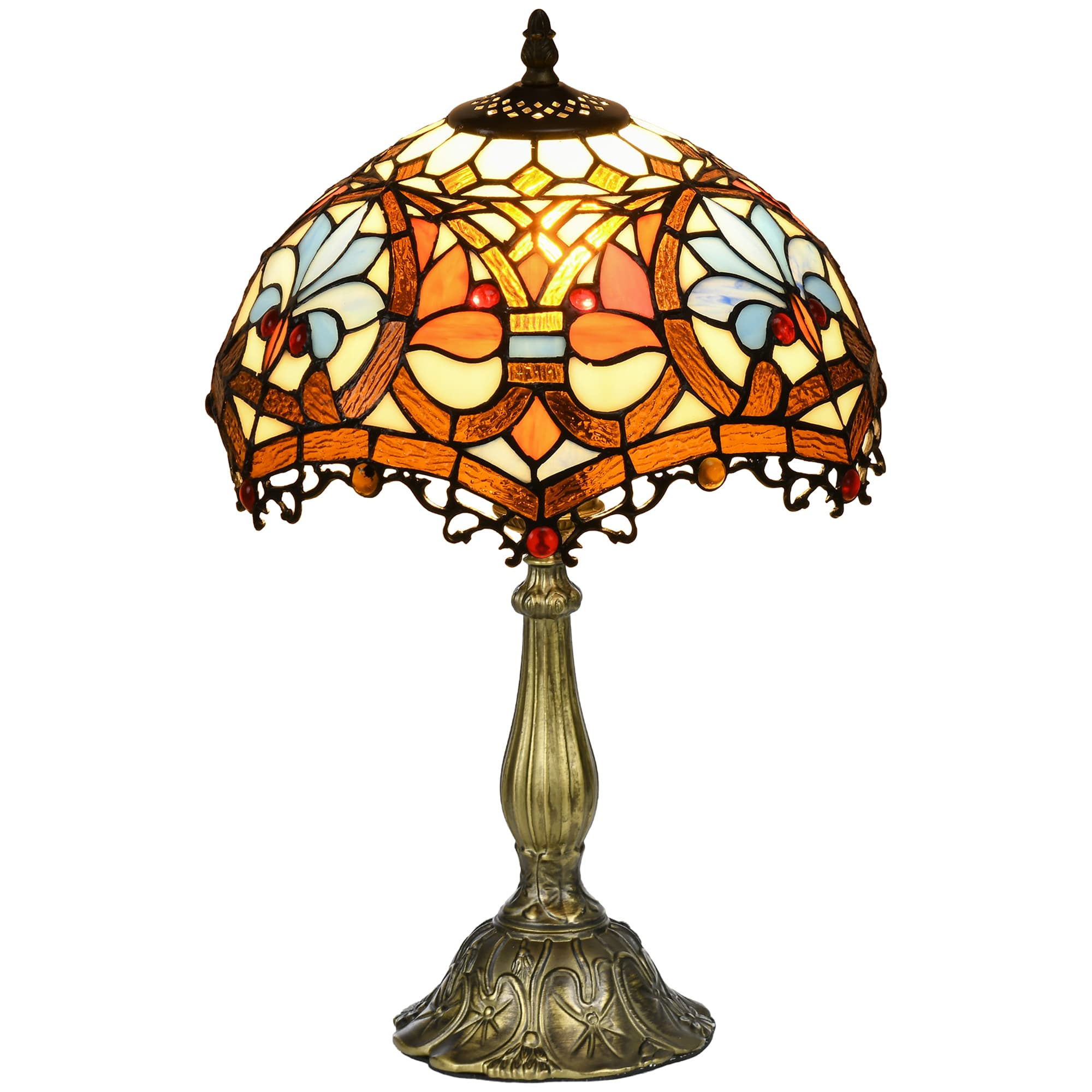 Stained Glass Table Lamp with Artisan Tiffany-Style Shade