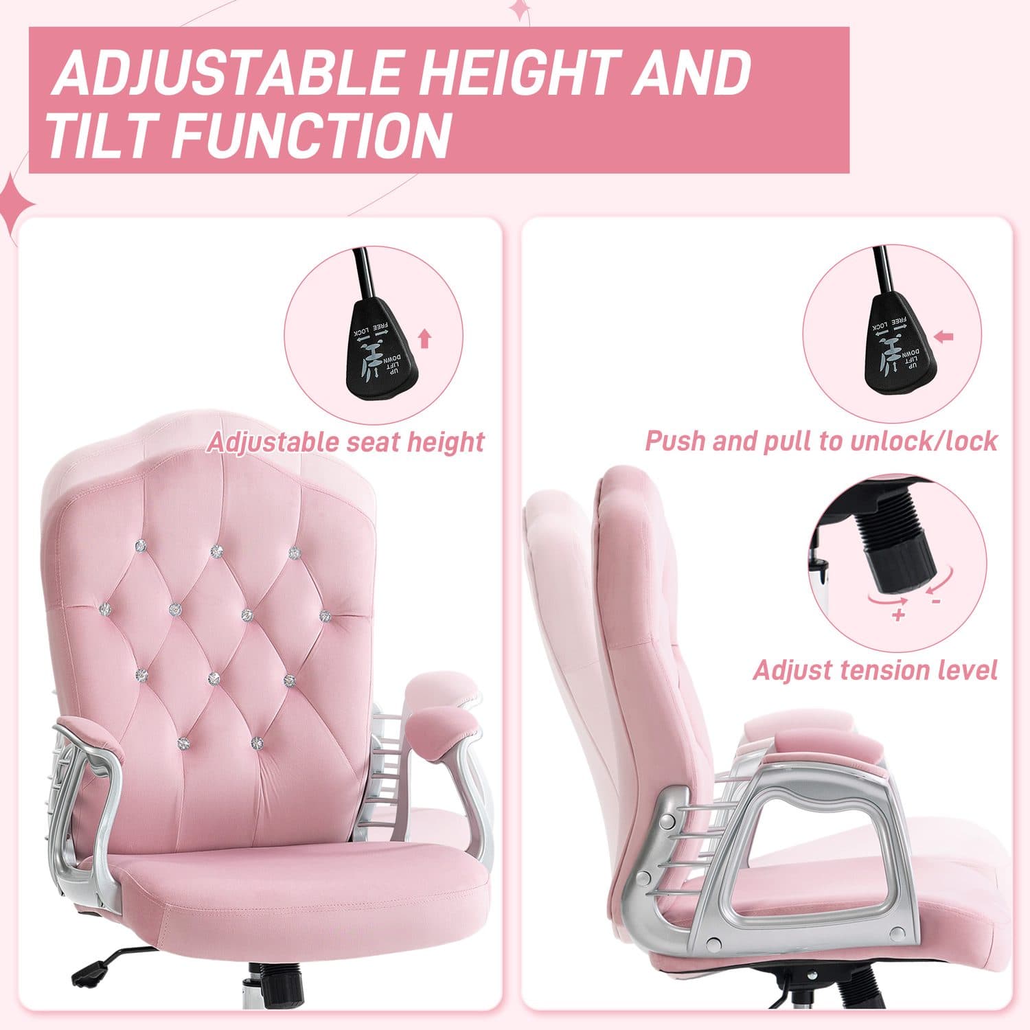 Pink Velvet Desk Chair - image 1