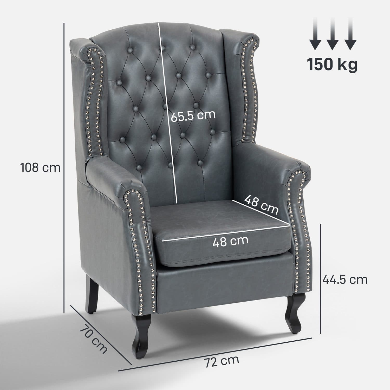 Grey Chesterfield Armchair - image 3